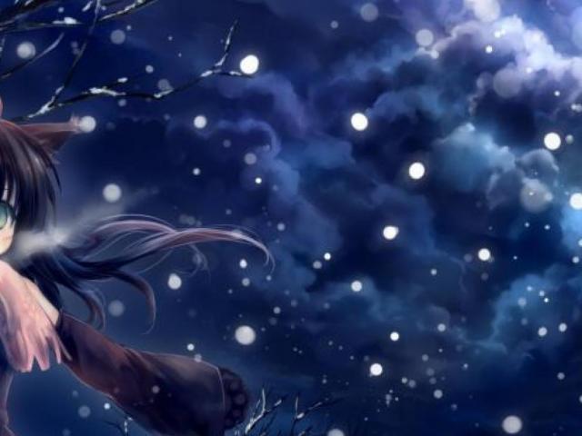 Anime Girl Standing Alone In Snow Wallpapers