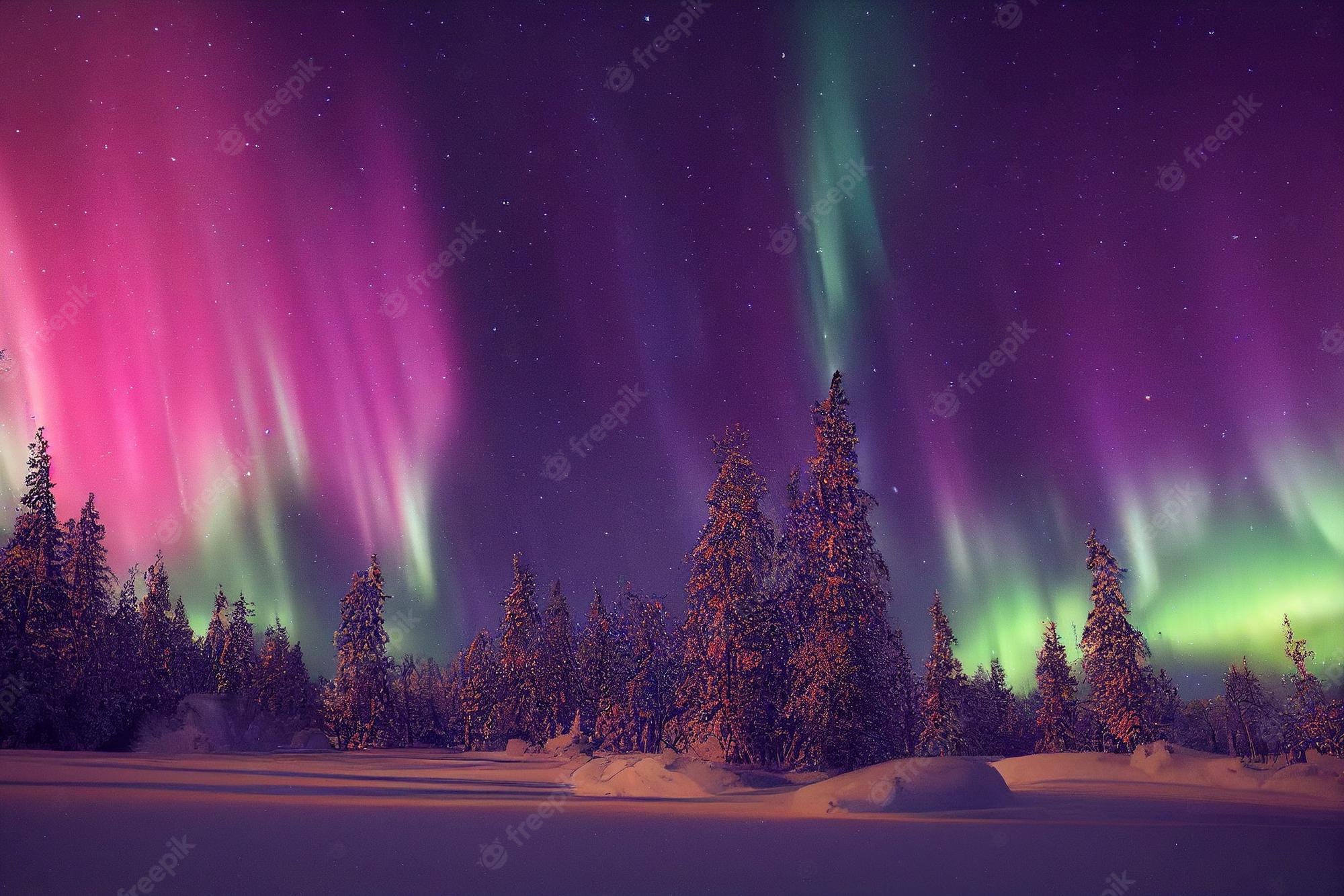 Aurora Borealis At Winter Wallpapers