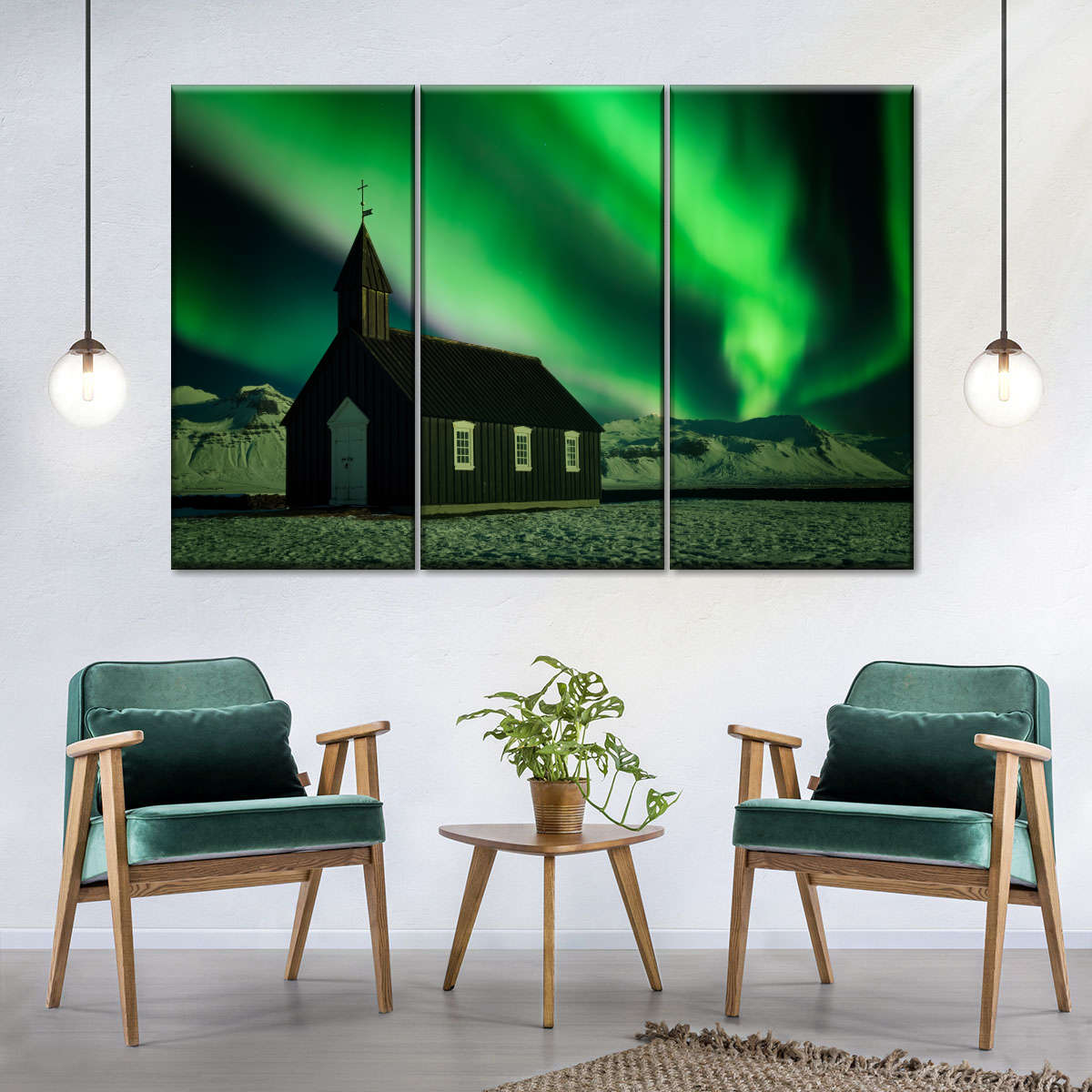 Aurora Borealis Over Church Wallpapers
