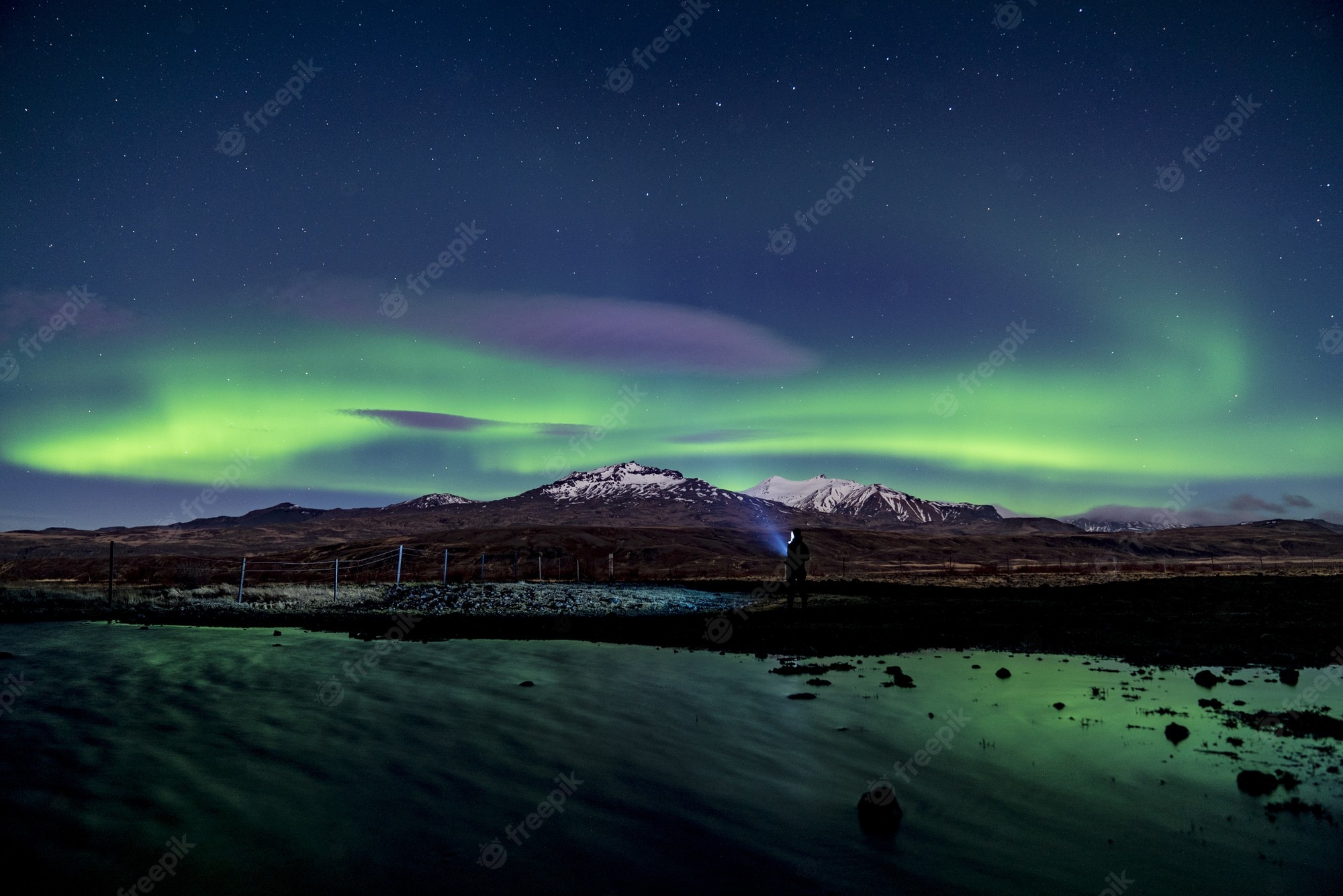 Aurora Borealis Over Winter Lake Wallpapers