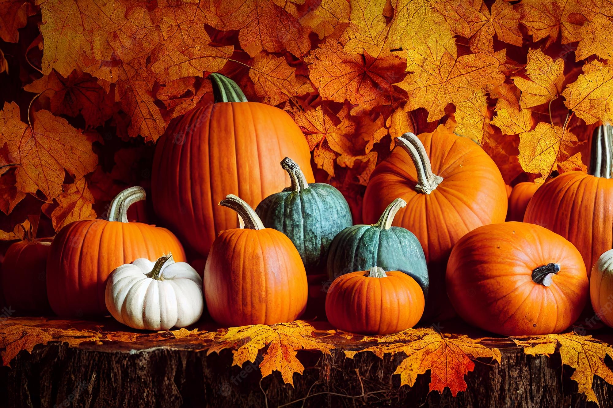 Autumn Leaves With Pumpkins Wallpapers