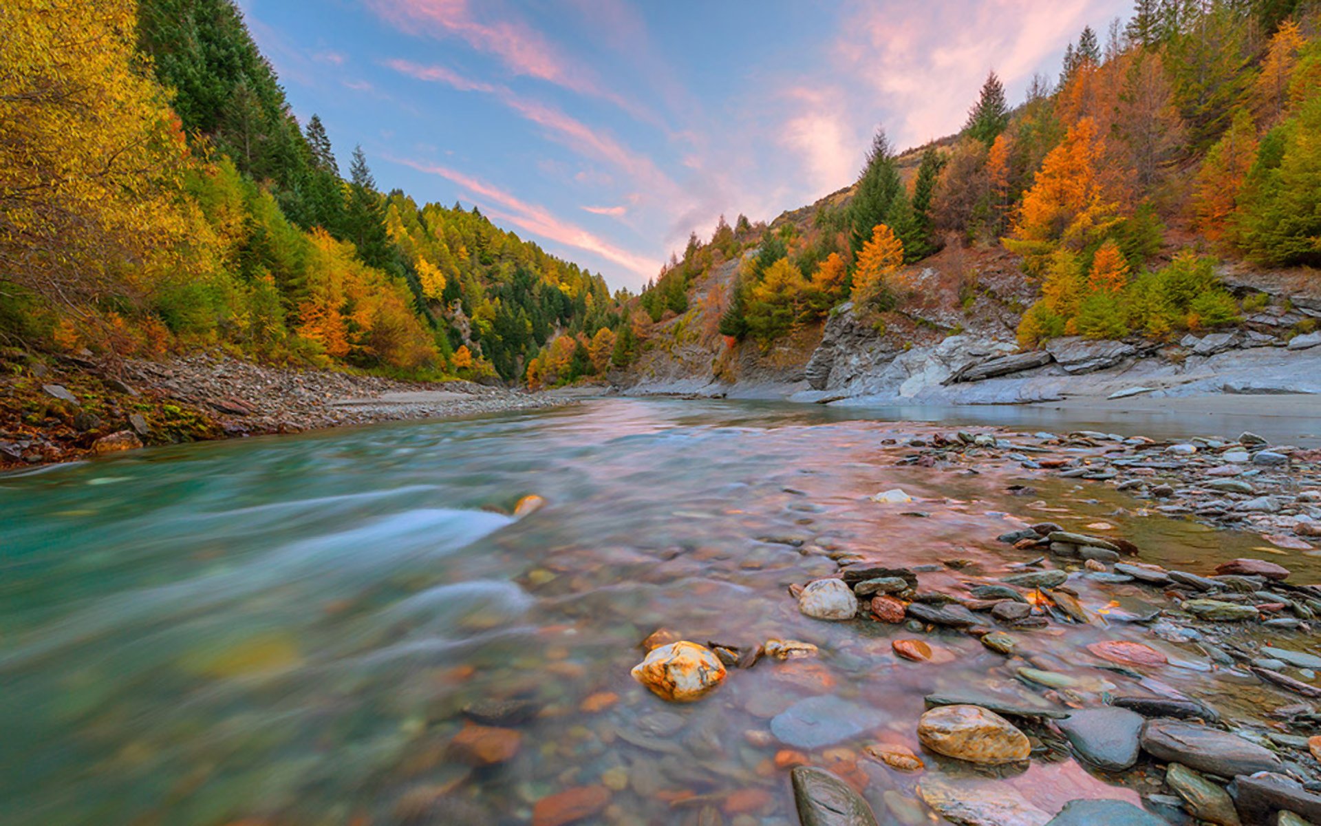 Autumn Mountain Stream Wallpapers