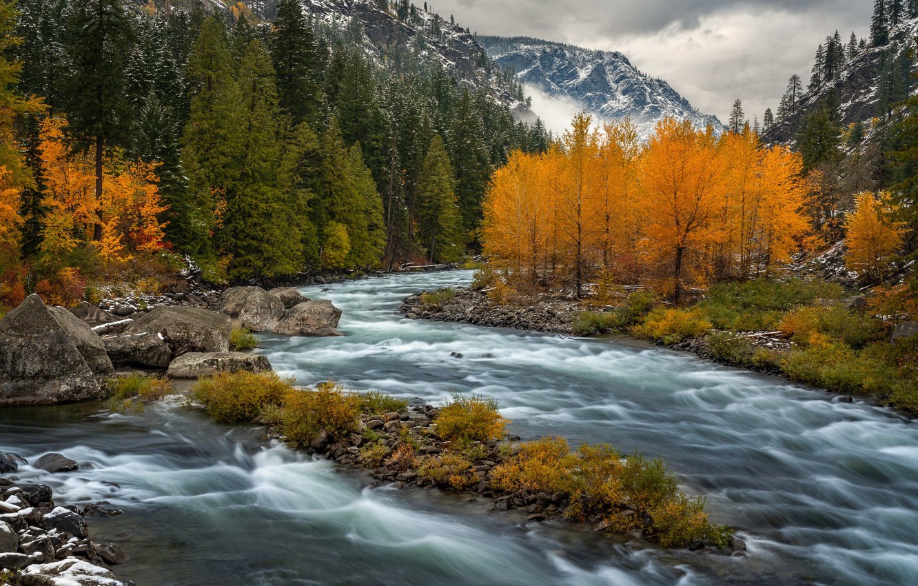 Autumn Mountain Stream Wallpapers