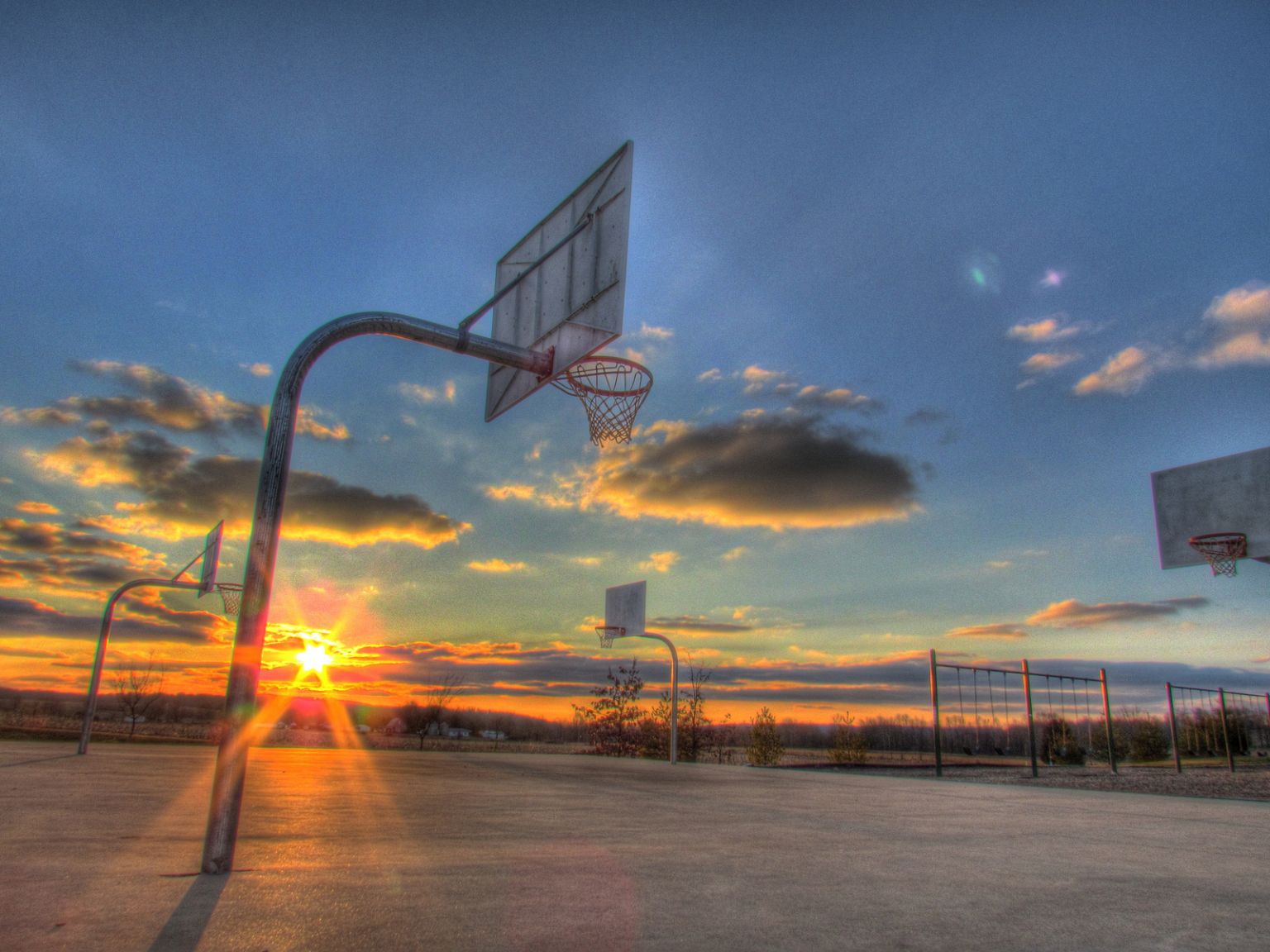 Basketball Court Sunset Wallpapers