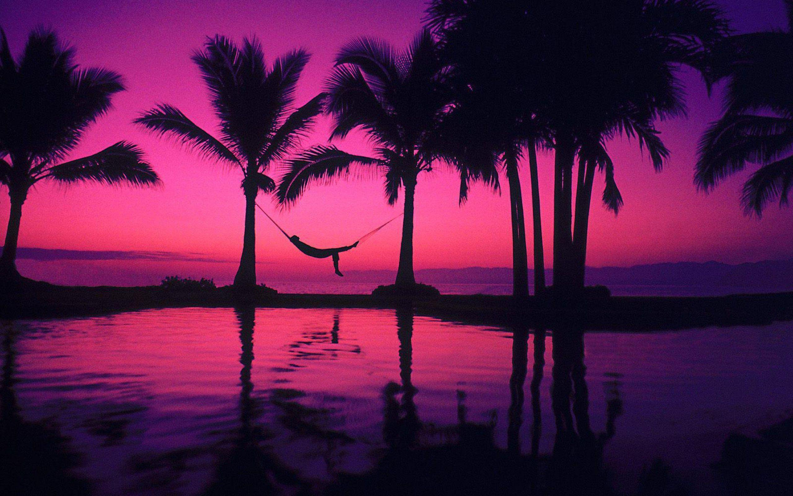 Beach Sunset Purple Wallpapers