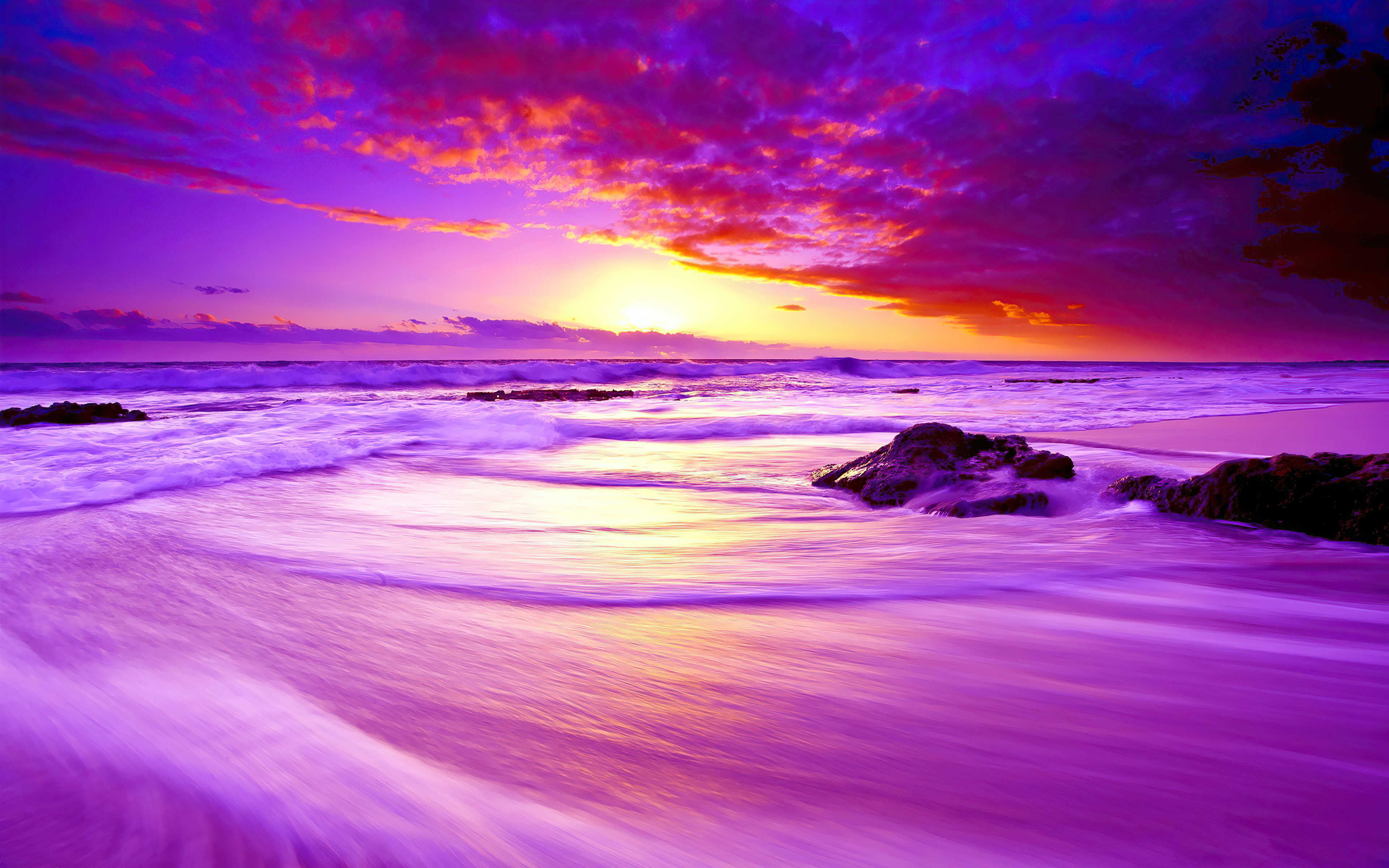 Beach Sunset Purple Wallpapers