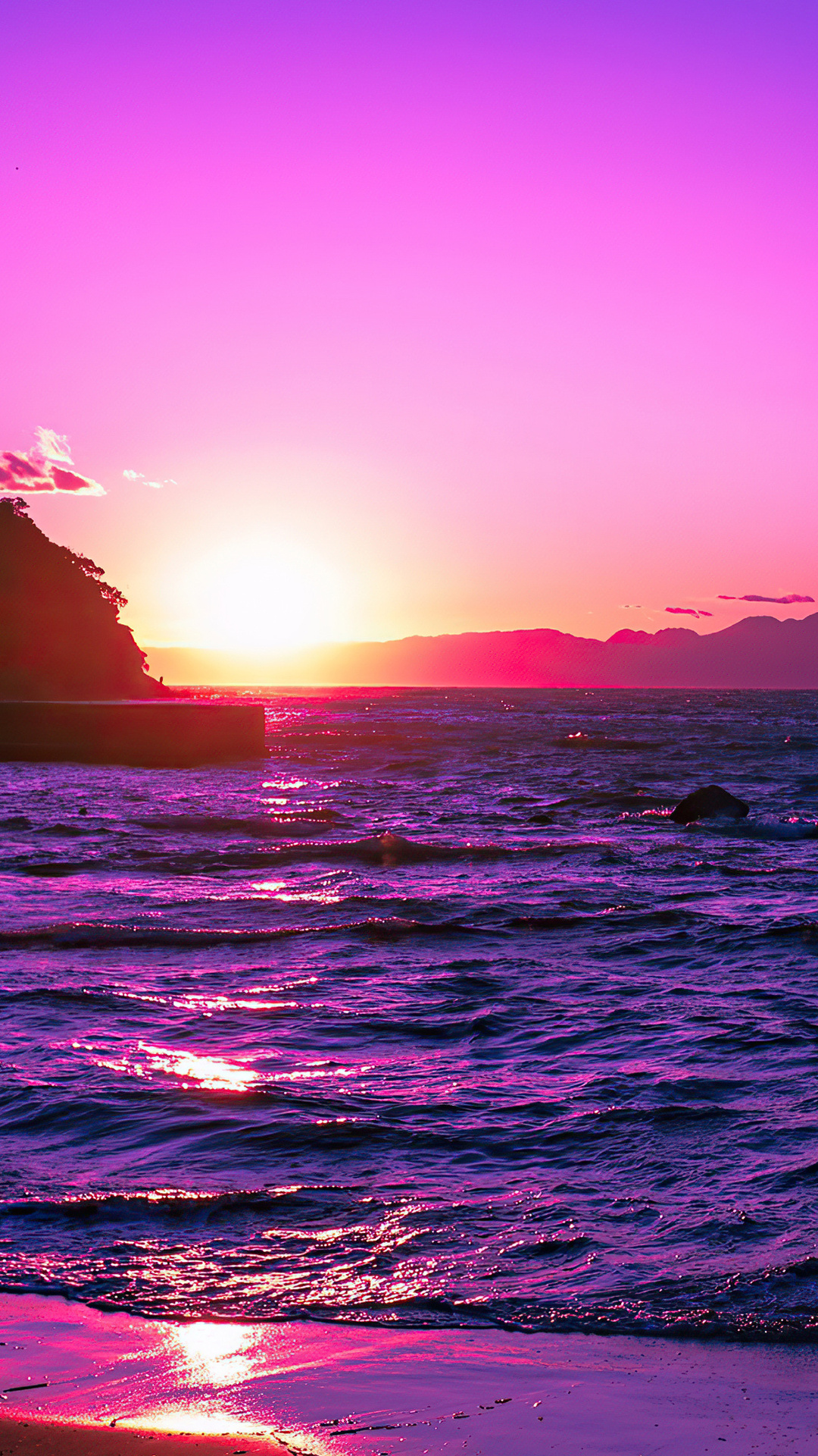 Beach Sunset Purple Wallpapers