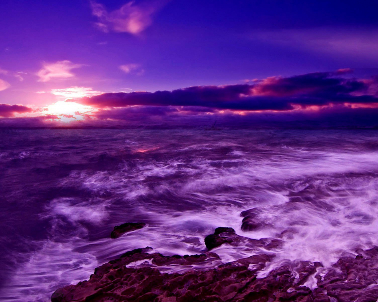 Beach Sunset Purple Wallpapers