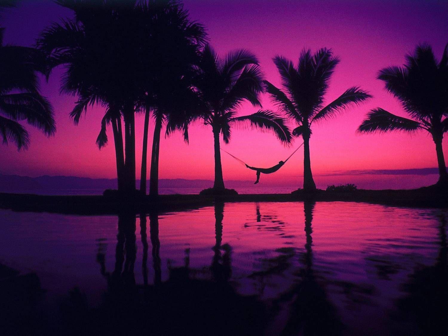 Beach Sunset Purple Wallpapers