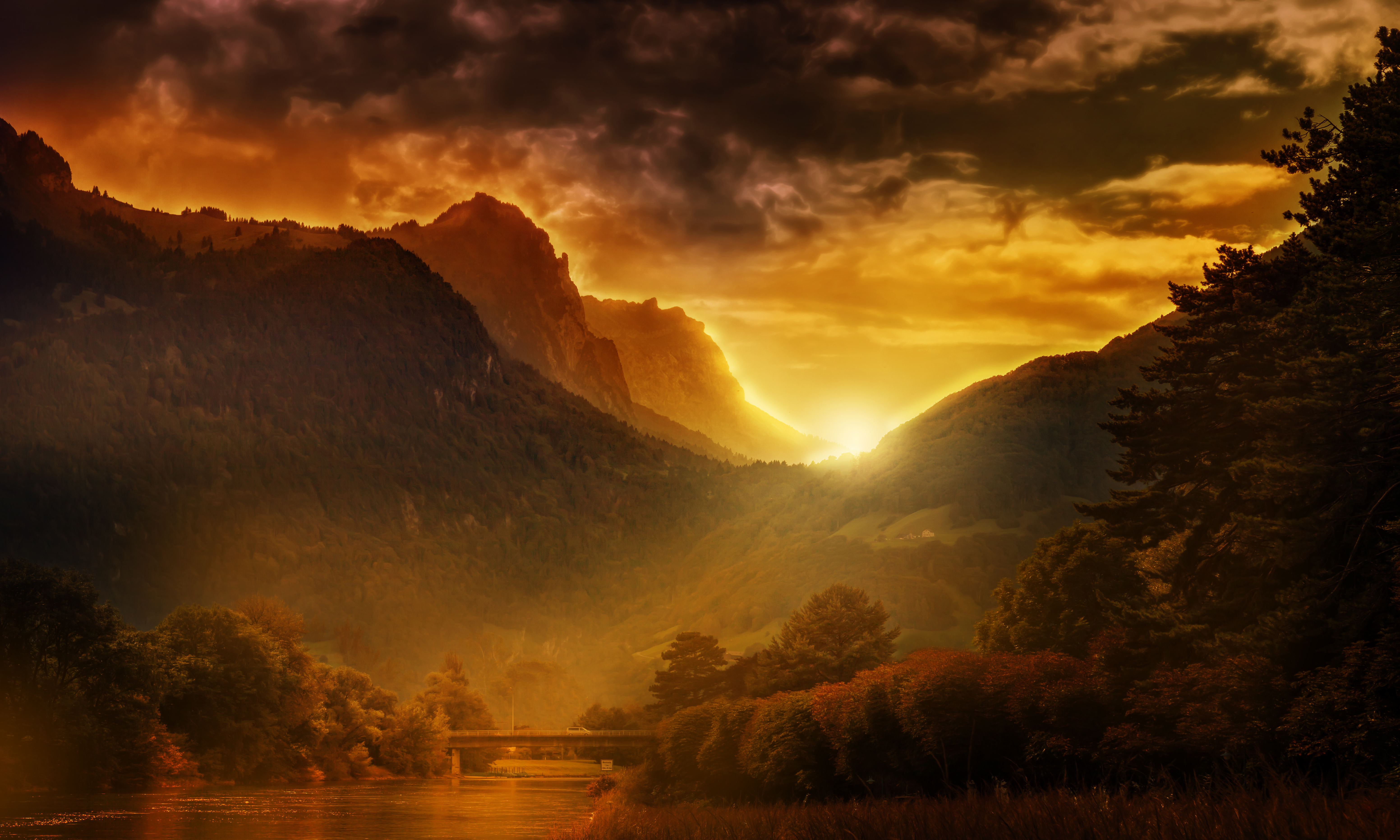 Beautiful 4K Mountain In Sunset Wallpapers