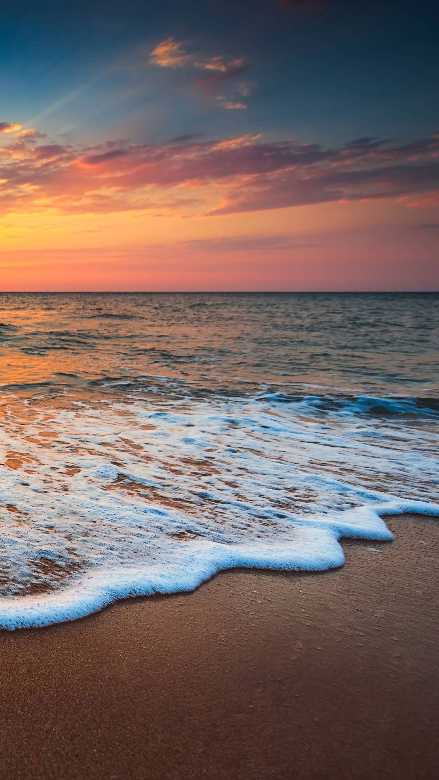 Beautiful Beach Sunset Under Blue Cloudy Sky Wallpapers