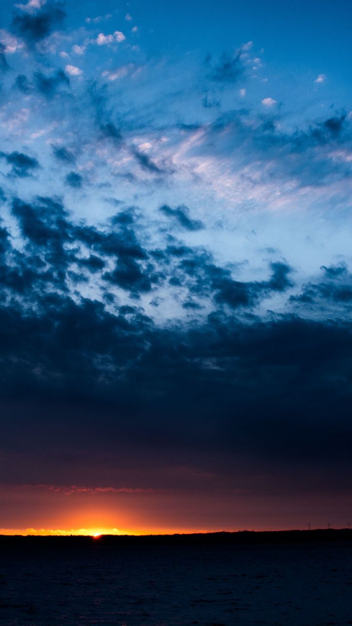 Beautiful Beach Sunset Under Blue Cloudy Sky Wallpapers