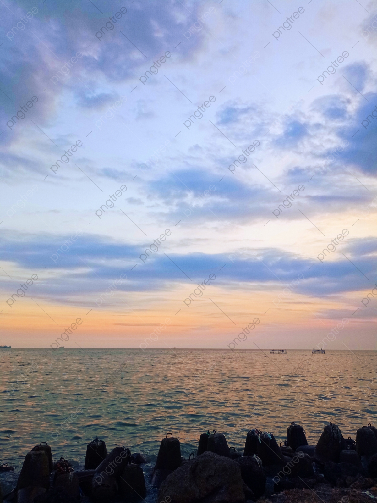 Beautiful Beach Sunset Under Blue Cloudy Sky Wallpapers