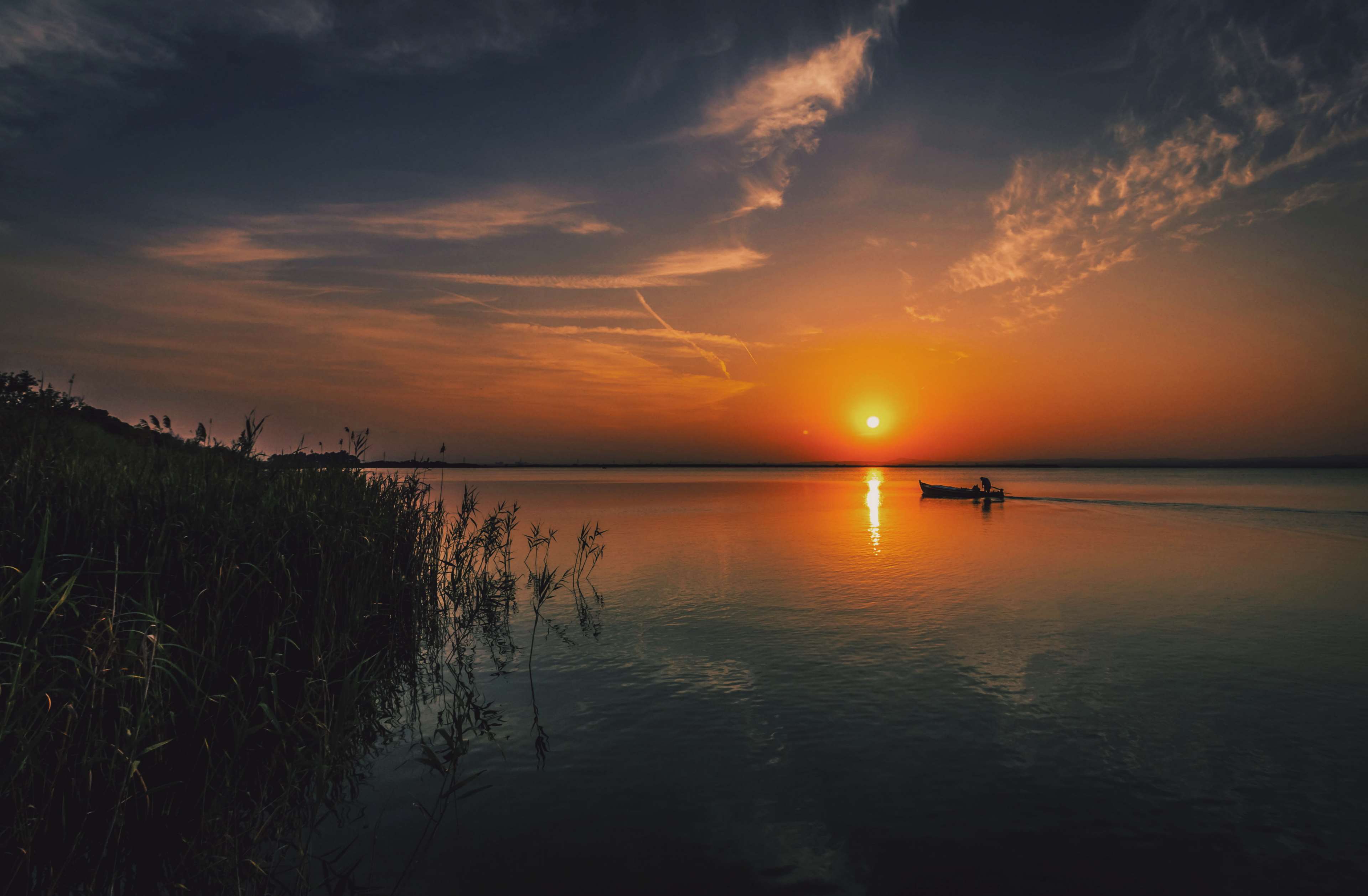 Beautiful Beach Sunset Under Blue Cloudy Sky Wallpapers