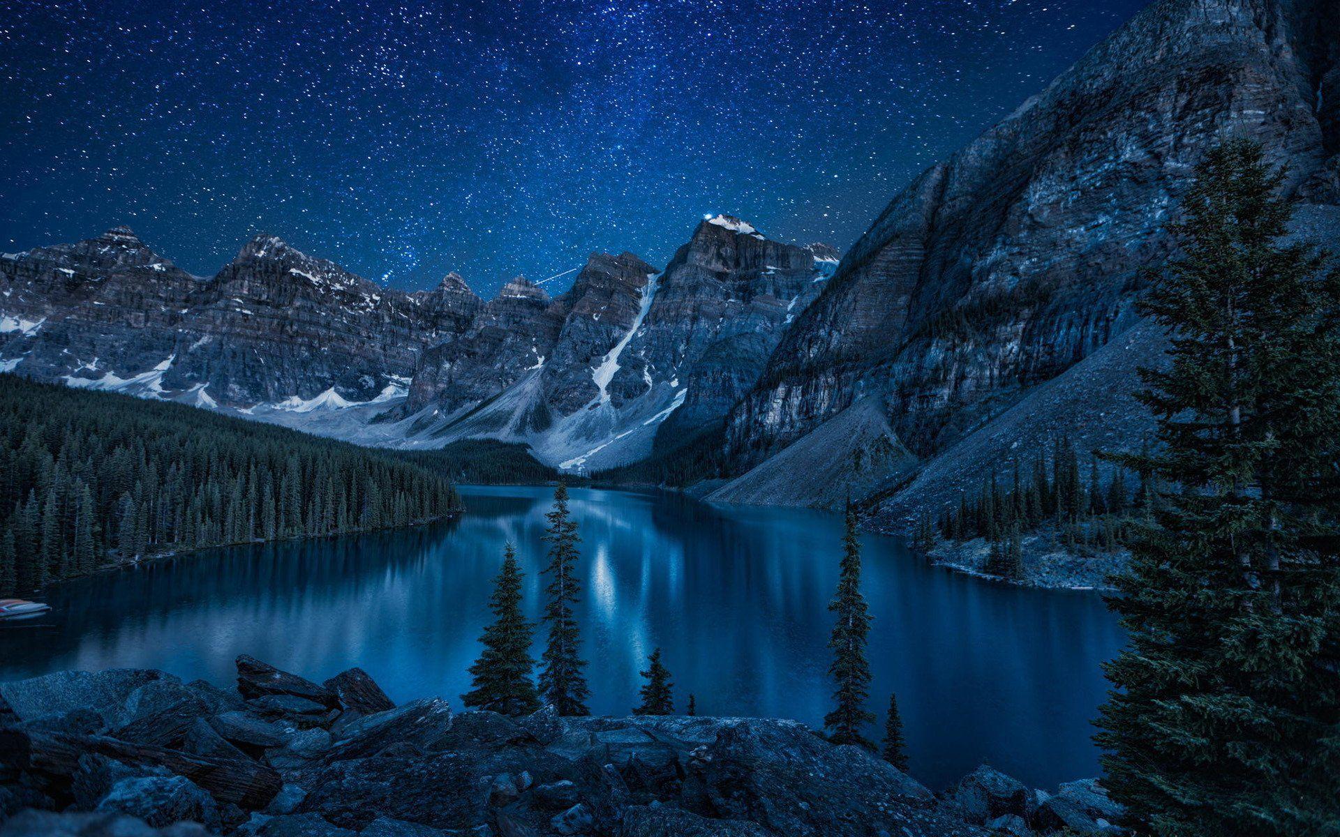 Beautiful Landscape Mountains At Night Wallpapers