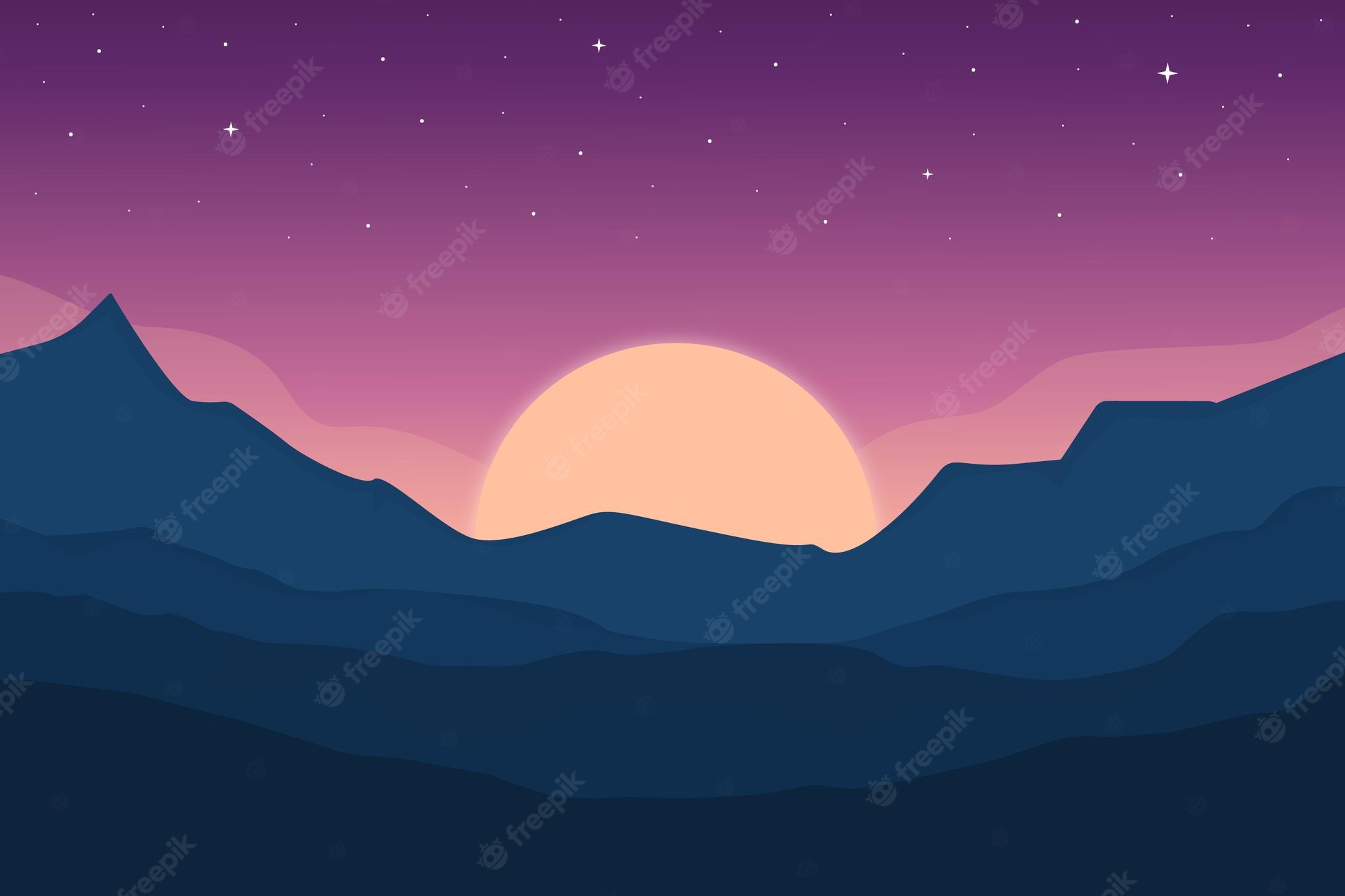 Beautiful Landscape Mountains At Night Wallpapers