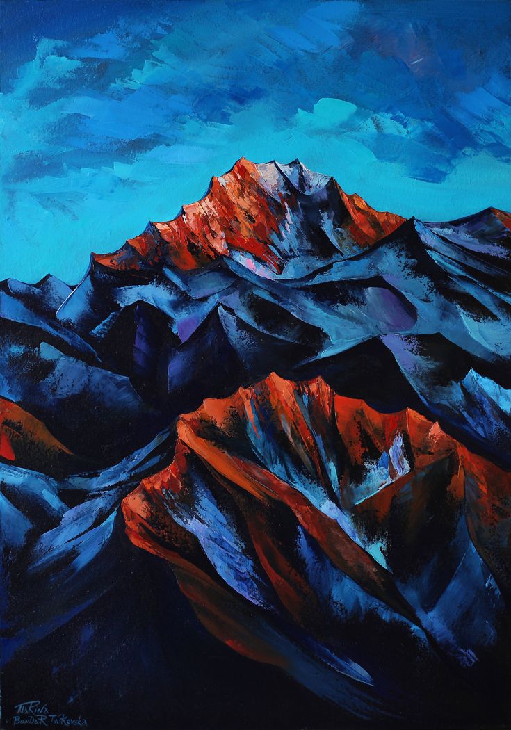 Blue Mountains Oil  Paint Art Wallpapers