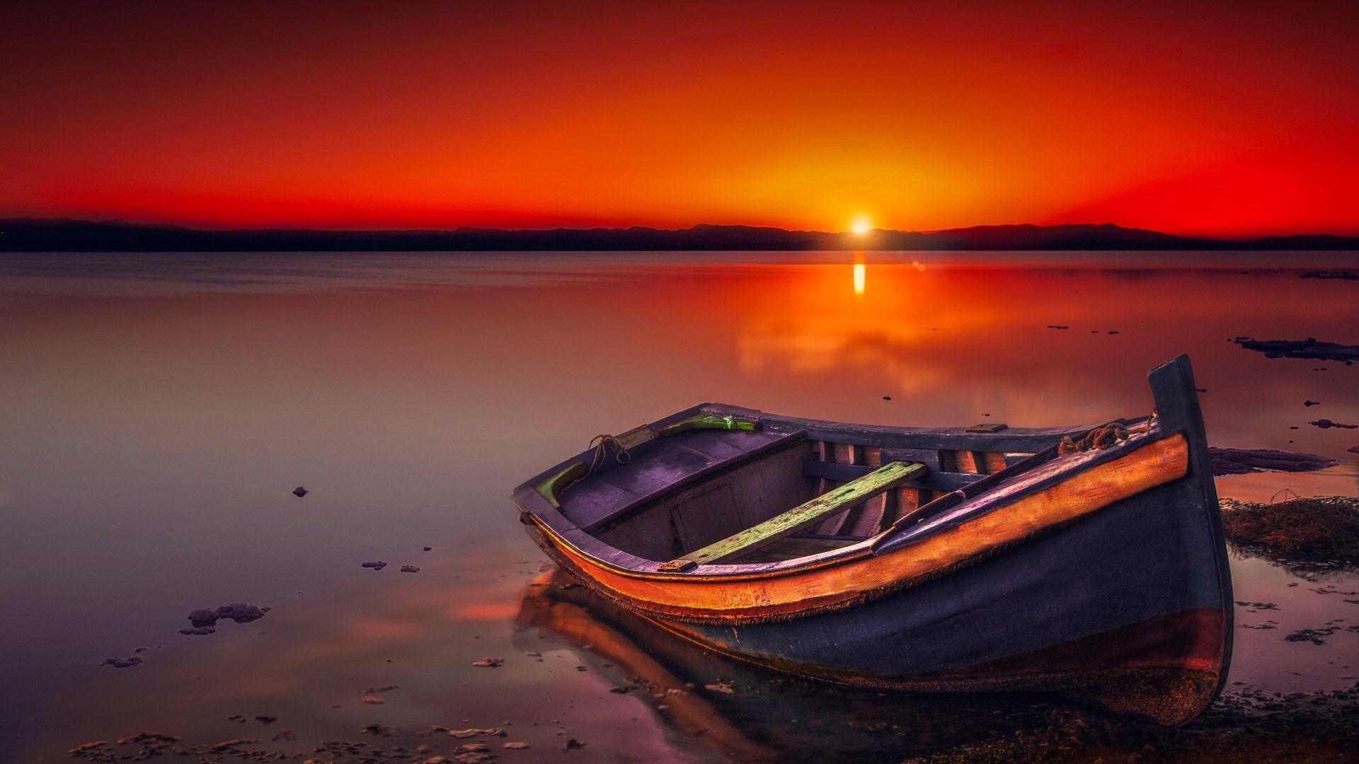 Boating And Sunset Wallpapers