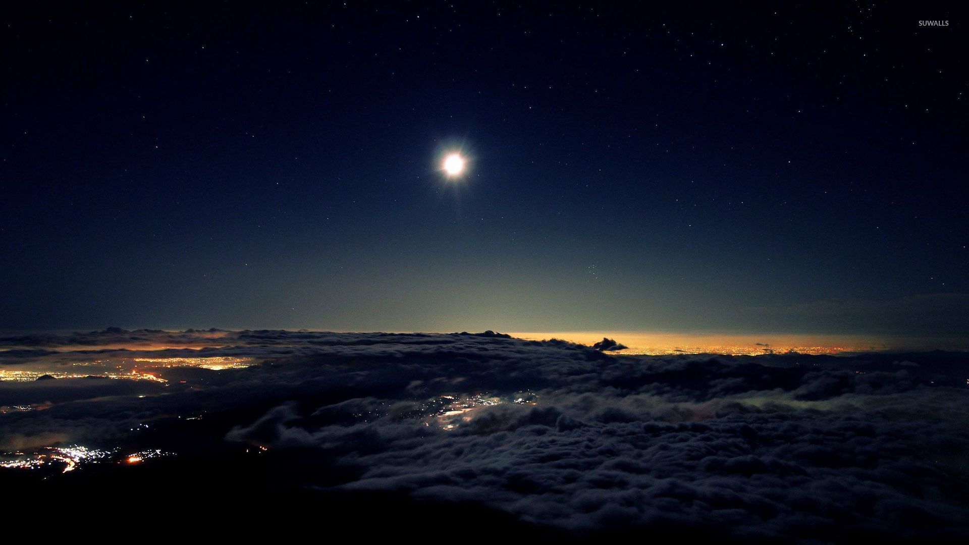 Bridge Night Clouds Starry Sky Wallpapers