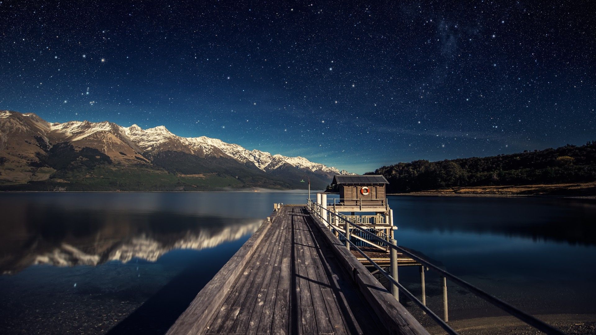 Bridge Night Clouds Starry Sky Wallpapers