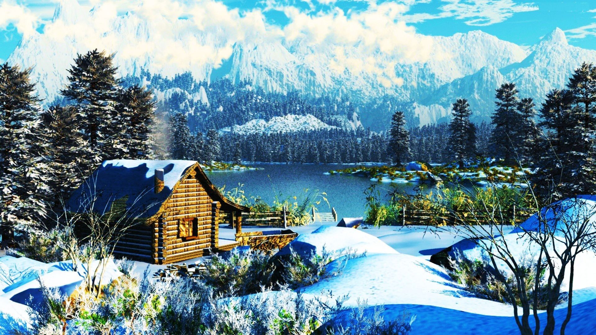 Cabin House In Mountains Wallpapers