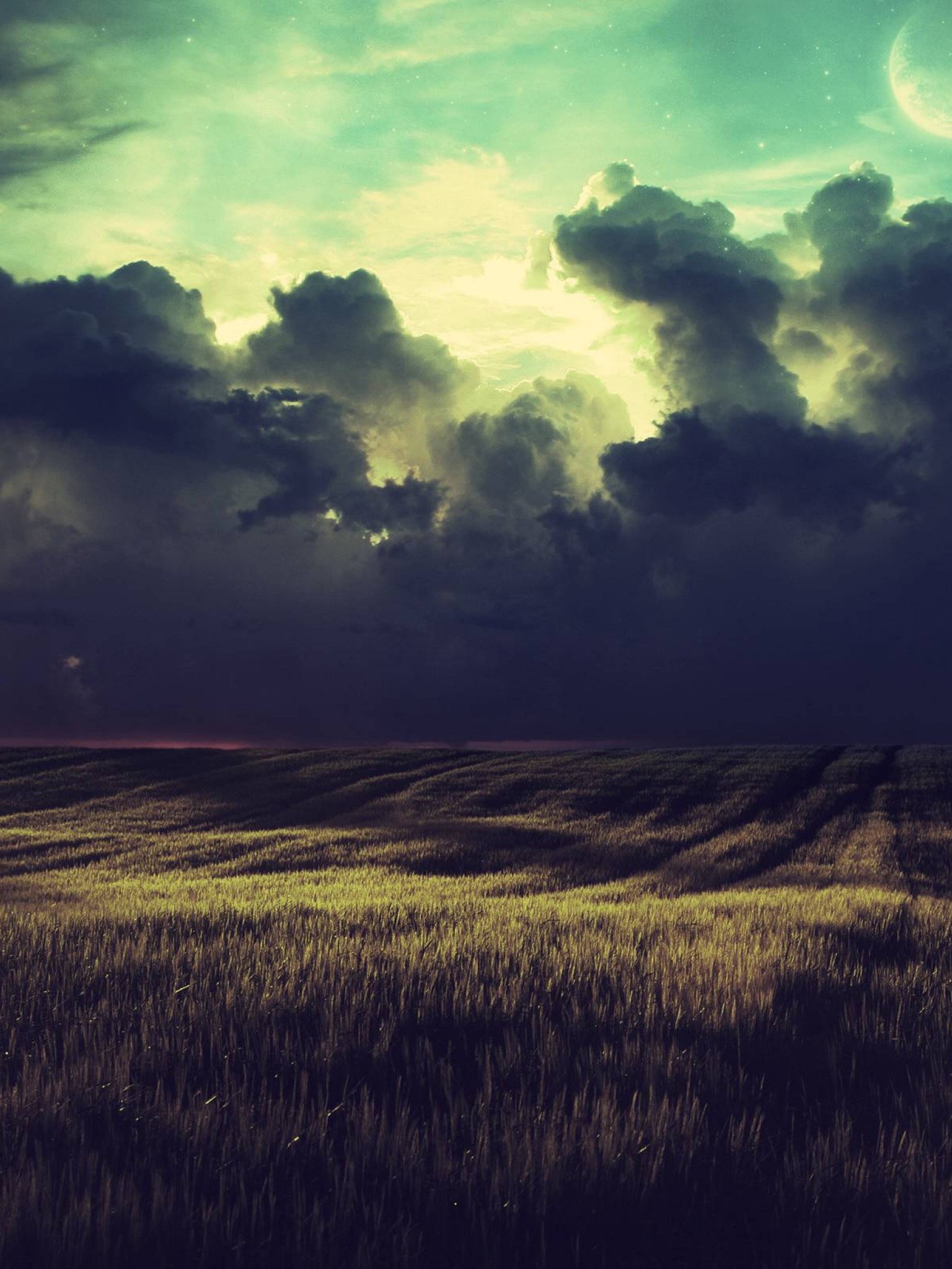 Cloudy Field Paint Wallpapers