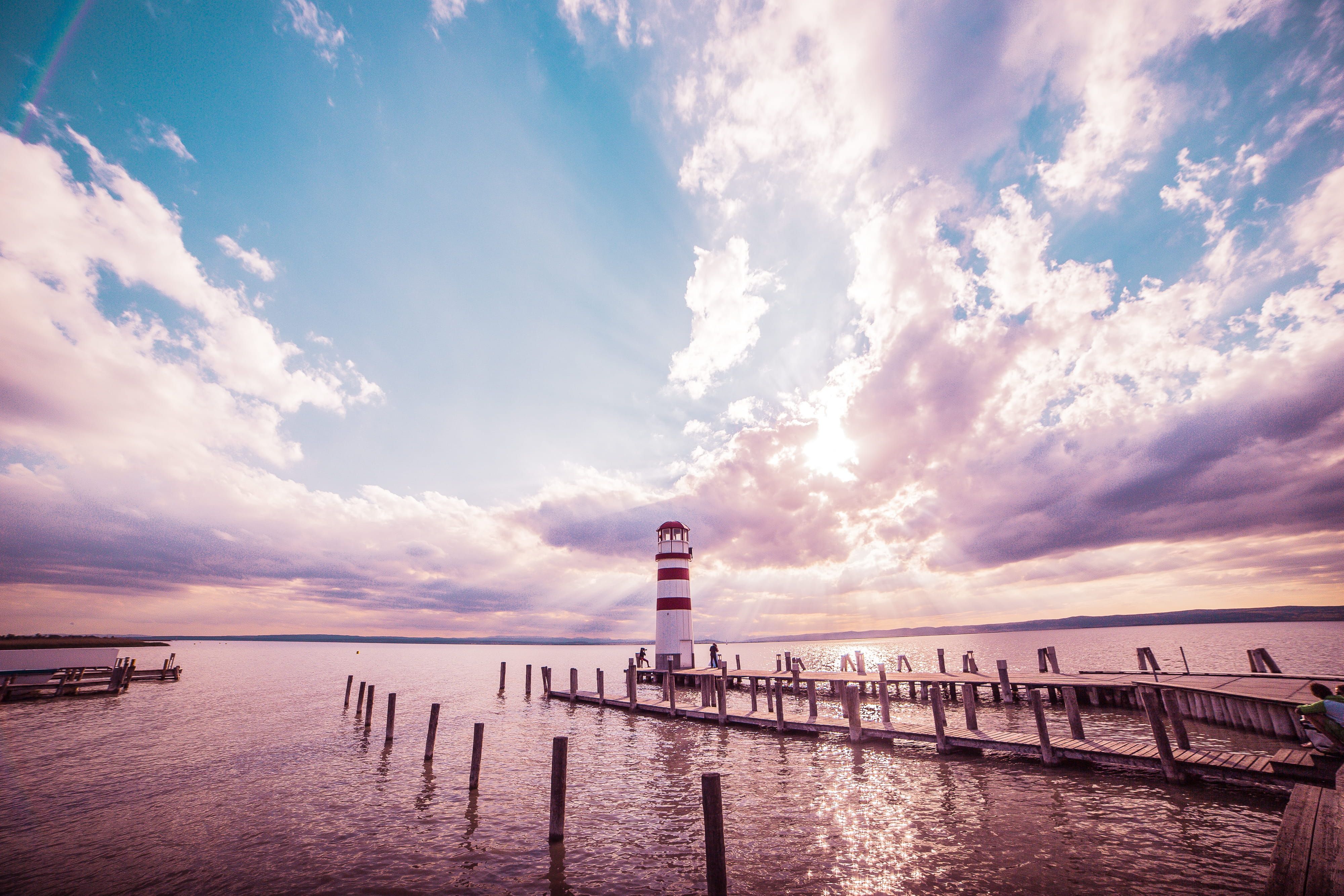 Colorful Sky Near Lighthouse Wallpapers