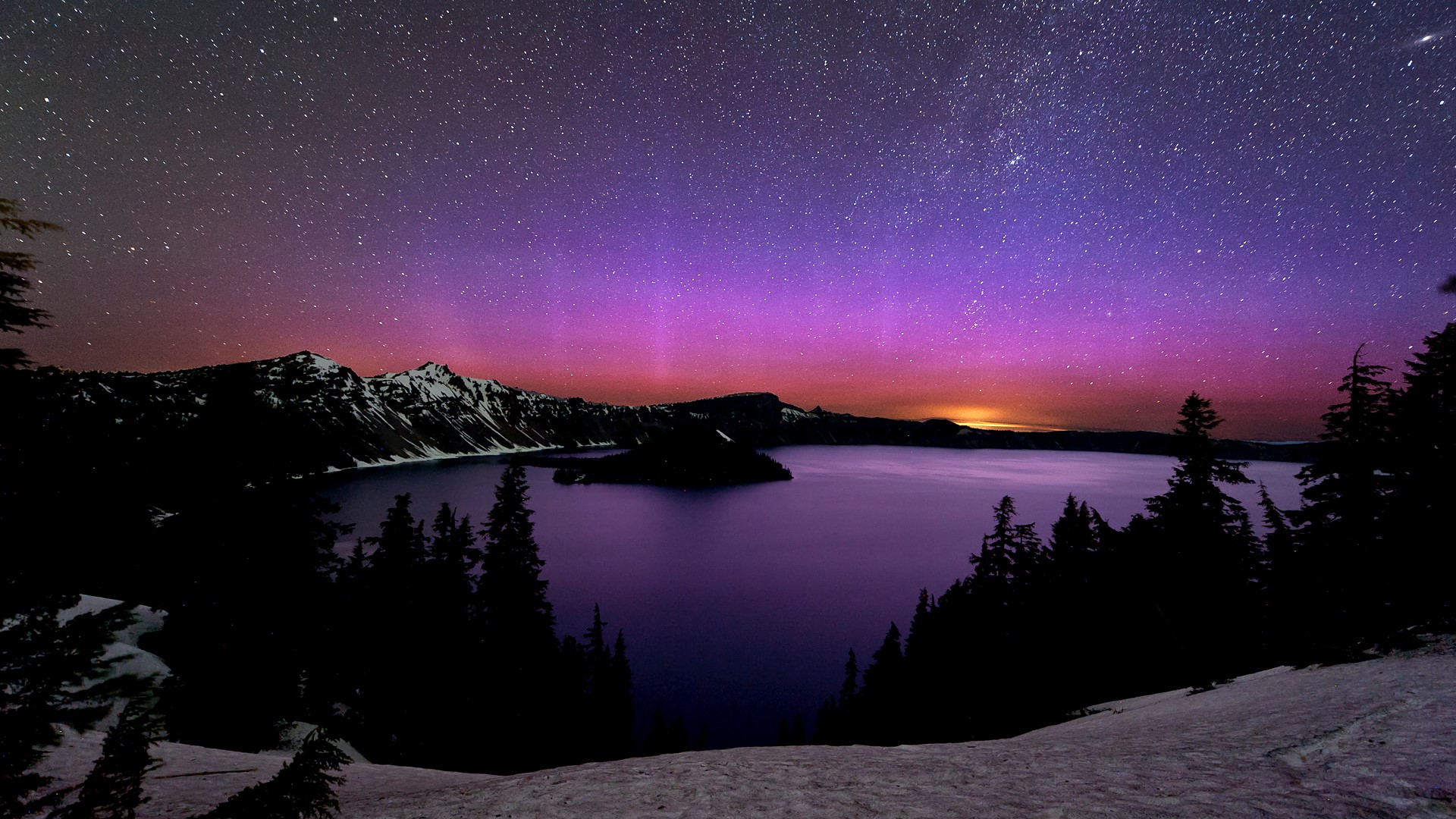 Crater Lake At Night Wallpapers