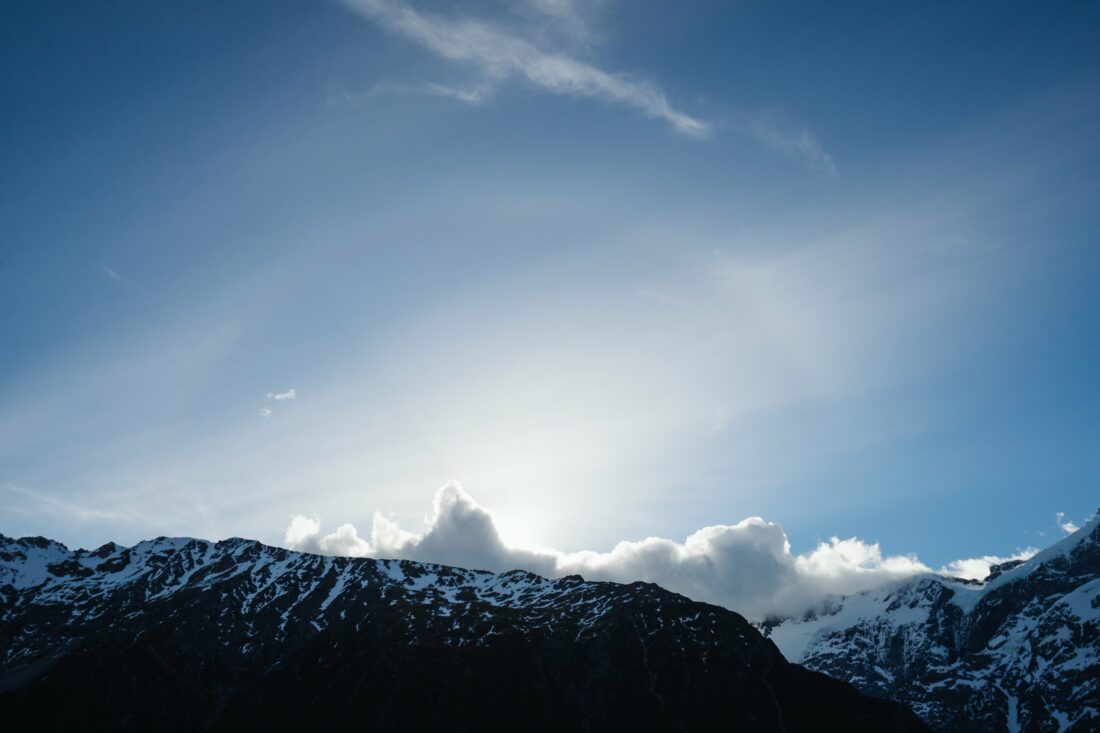 Dark Blue Sky Above Snow Covered Mountain Wallpapers