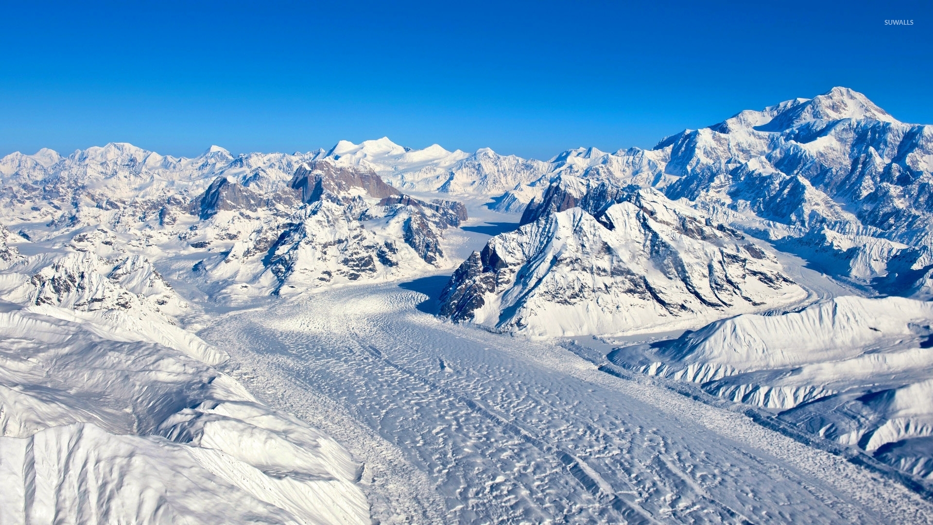 Dark Blue Sky Above Snow Covered Mountain Wallpapers