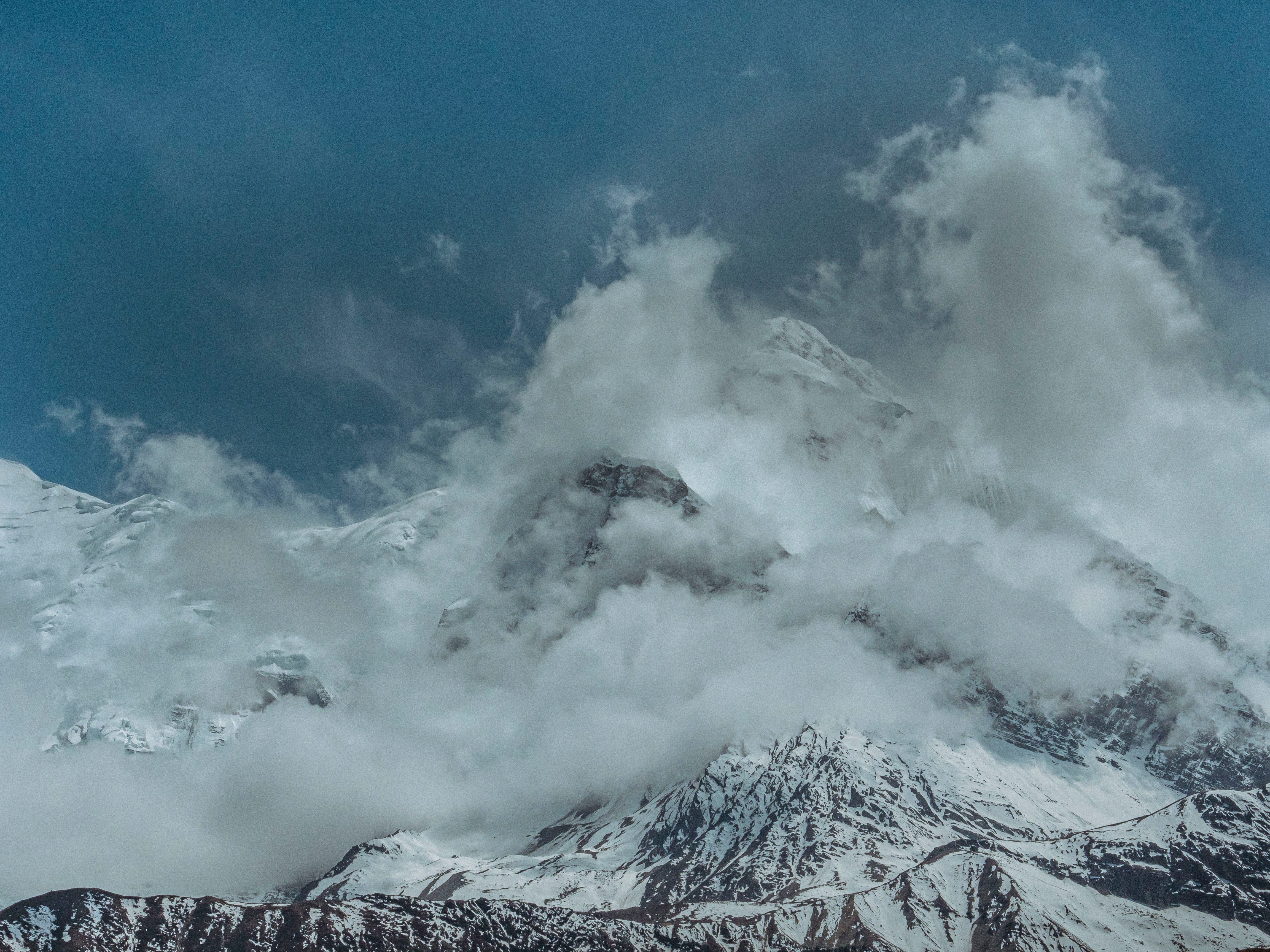 Dark Blue Sky Above Snow Covered Mountain Wallpapers