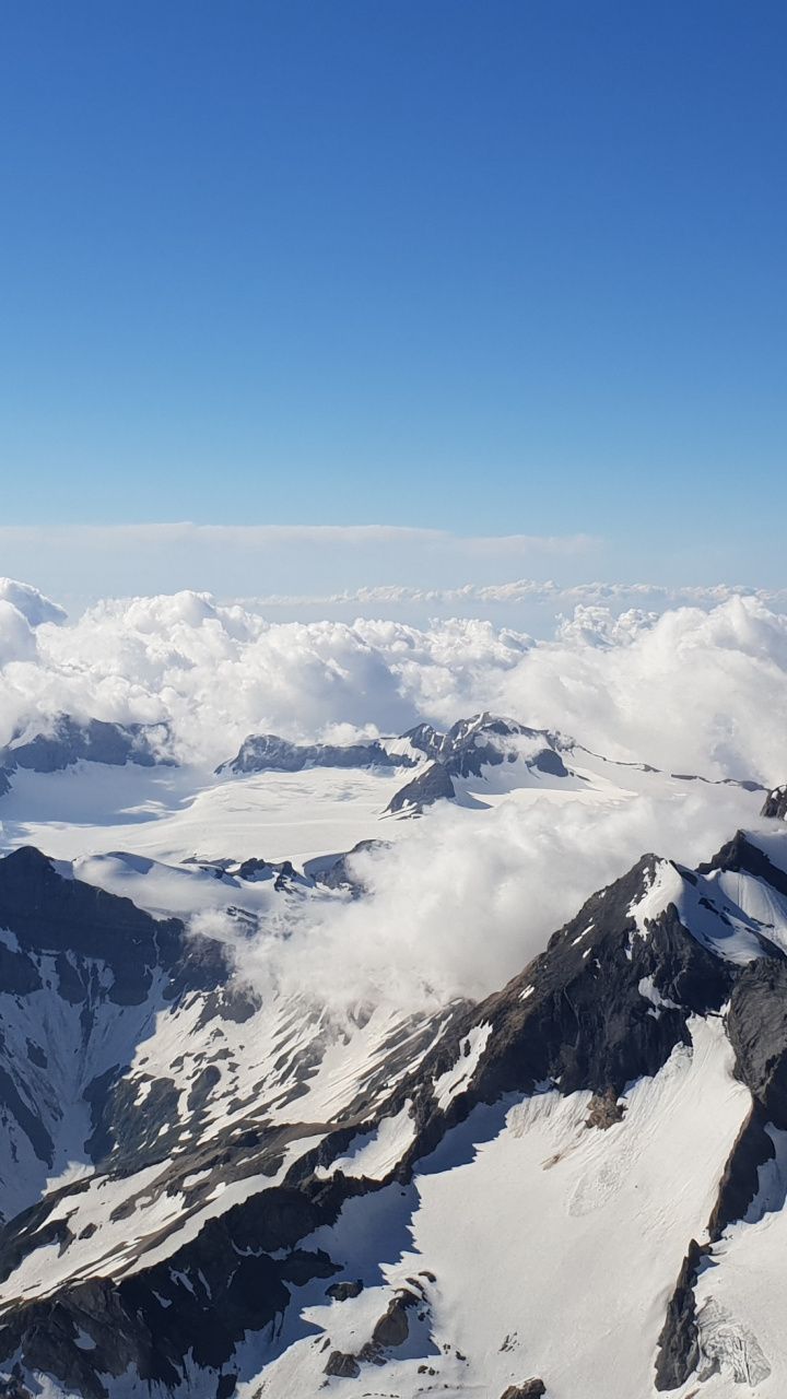 Dark Blue Sky Above Snow Covered Mountain Wallpapers