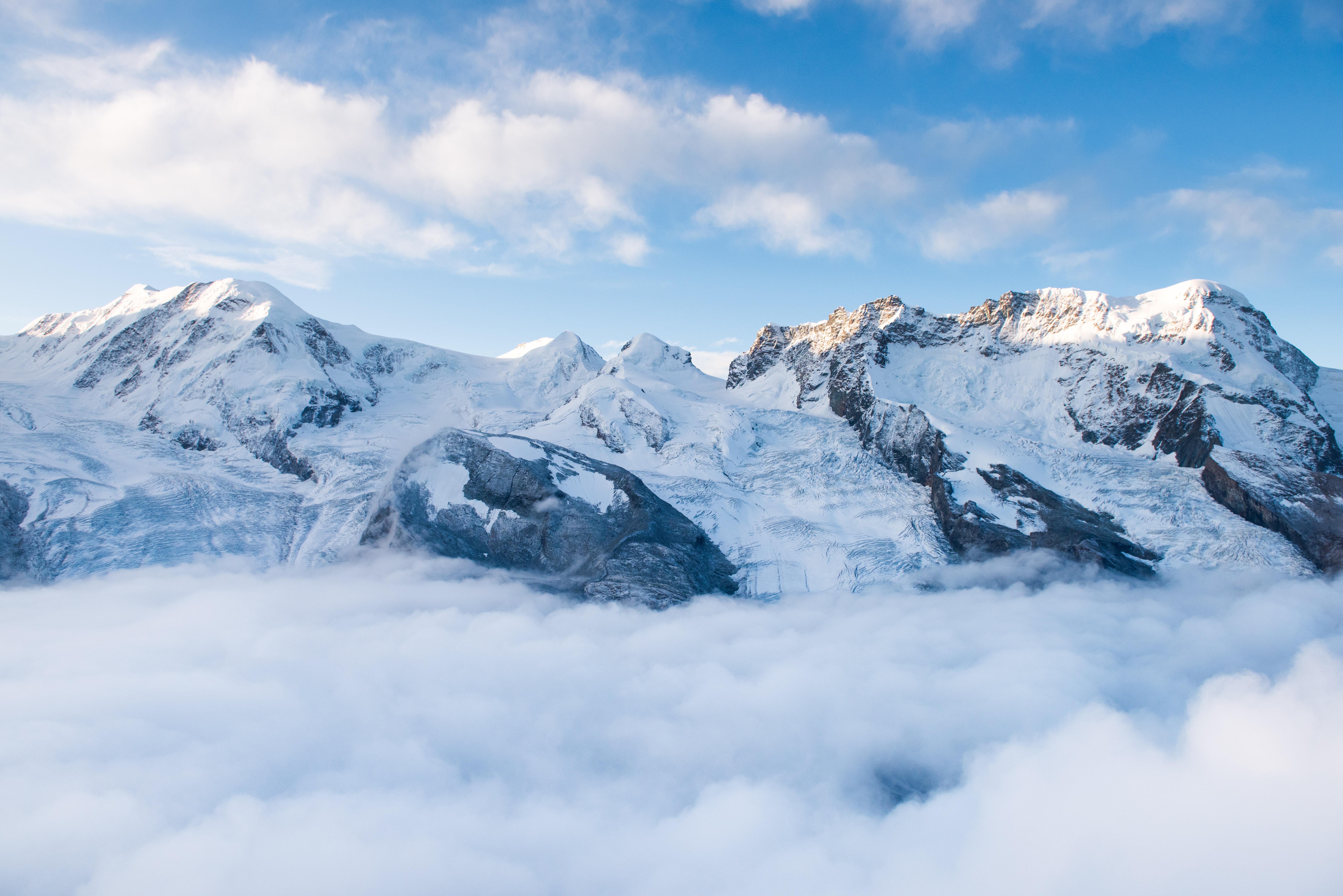 Dark Blue Sky Above Snow Covered Mountain Wallpapers