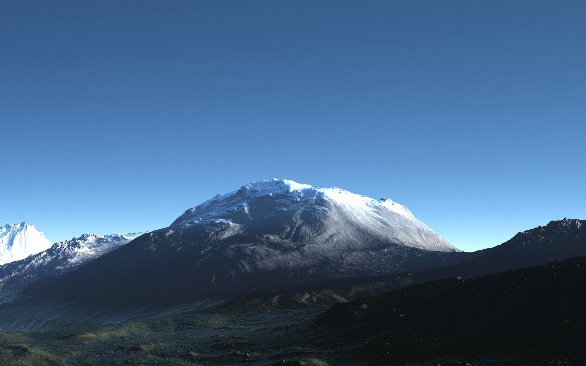 Dark Blue Sky Above Snow Covered Mountain Wallpapers