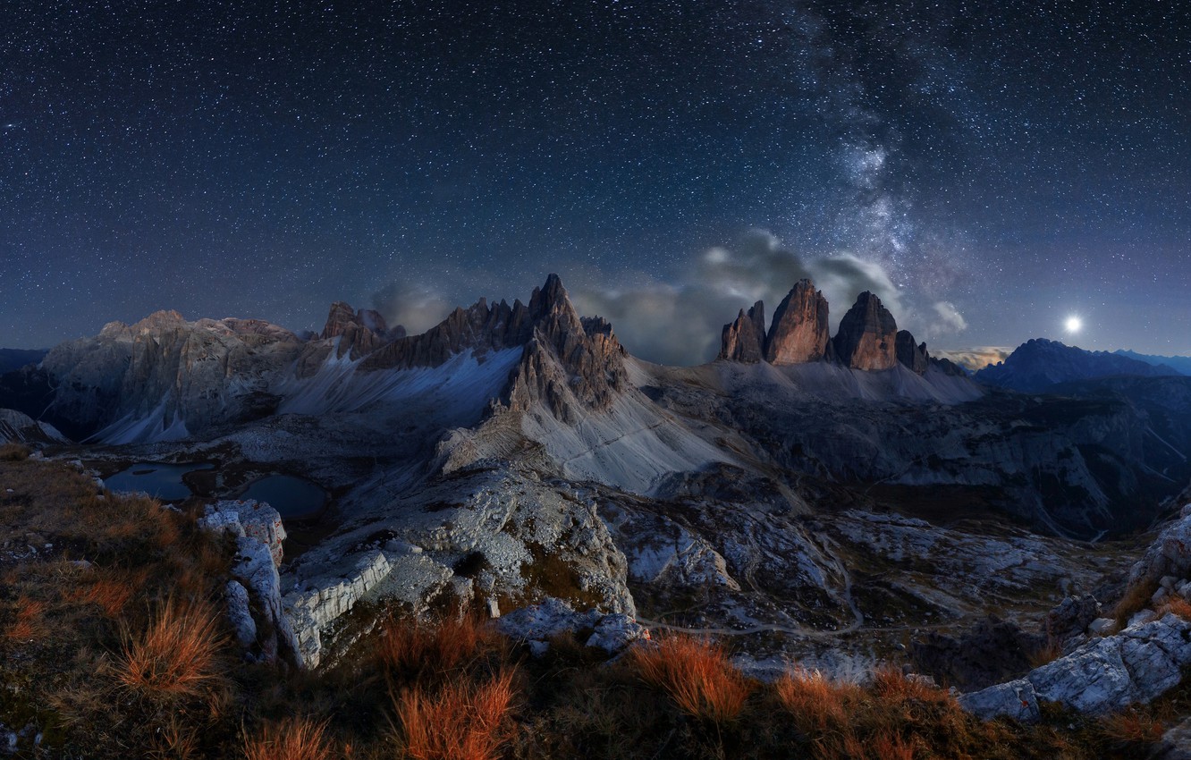 Dolomites Mountains Milky Way Wallpapers