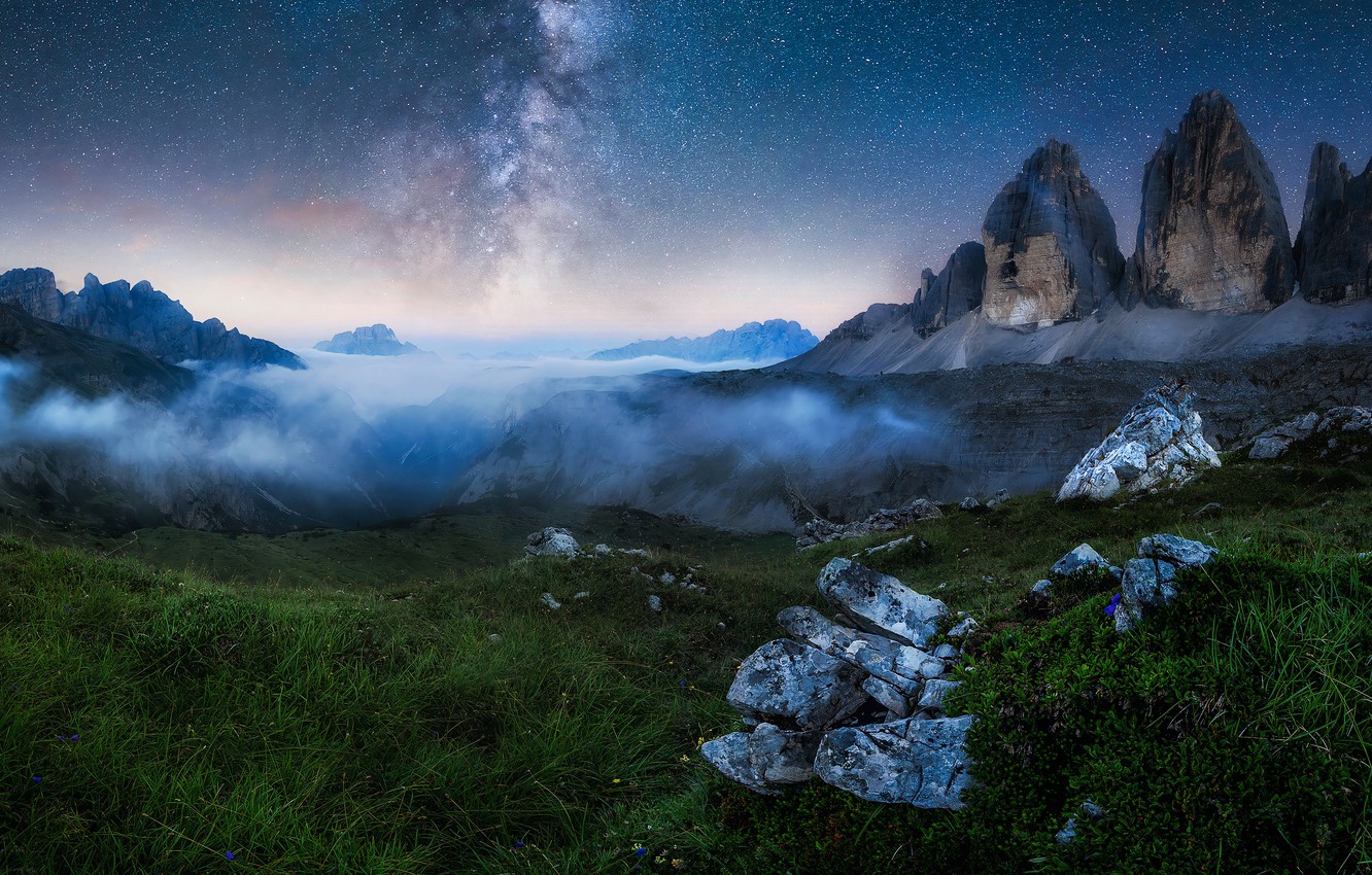 Dolomites Mountains Milky Way Wallpapers