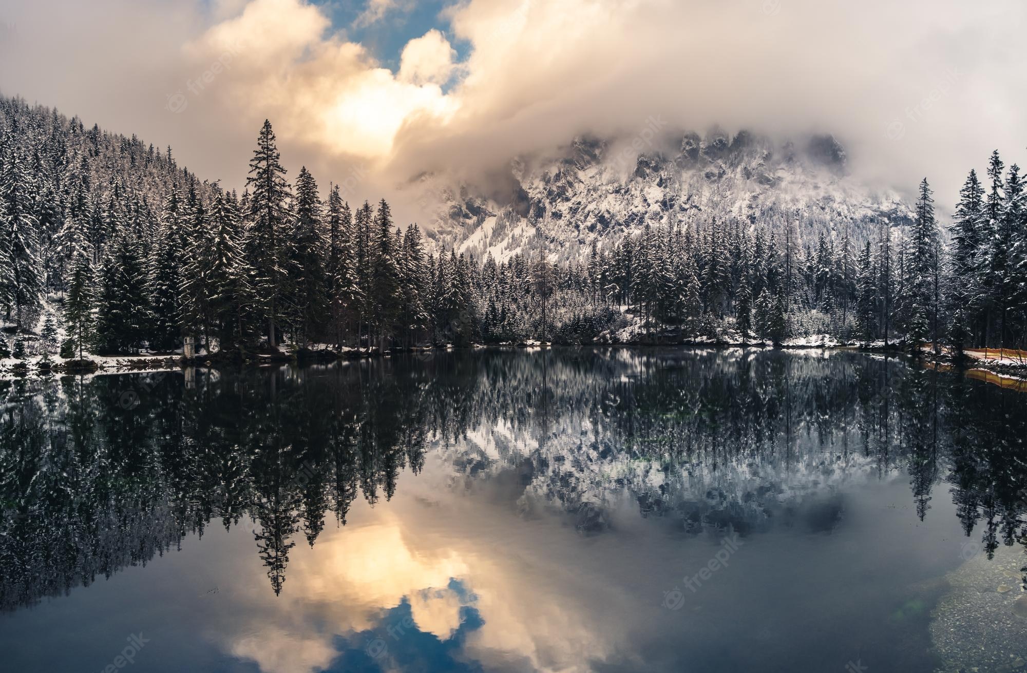 Dramatic Mountain Reflection Over Lake Wallpapers