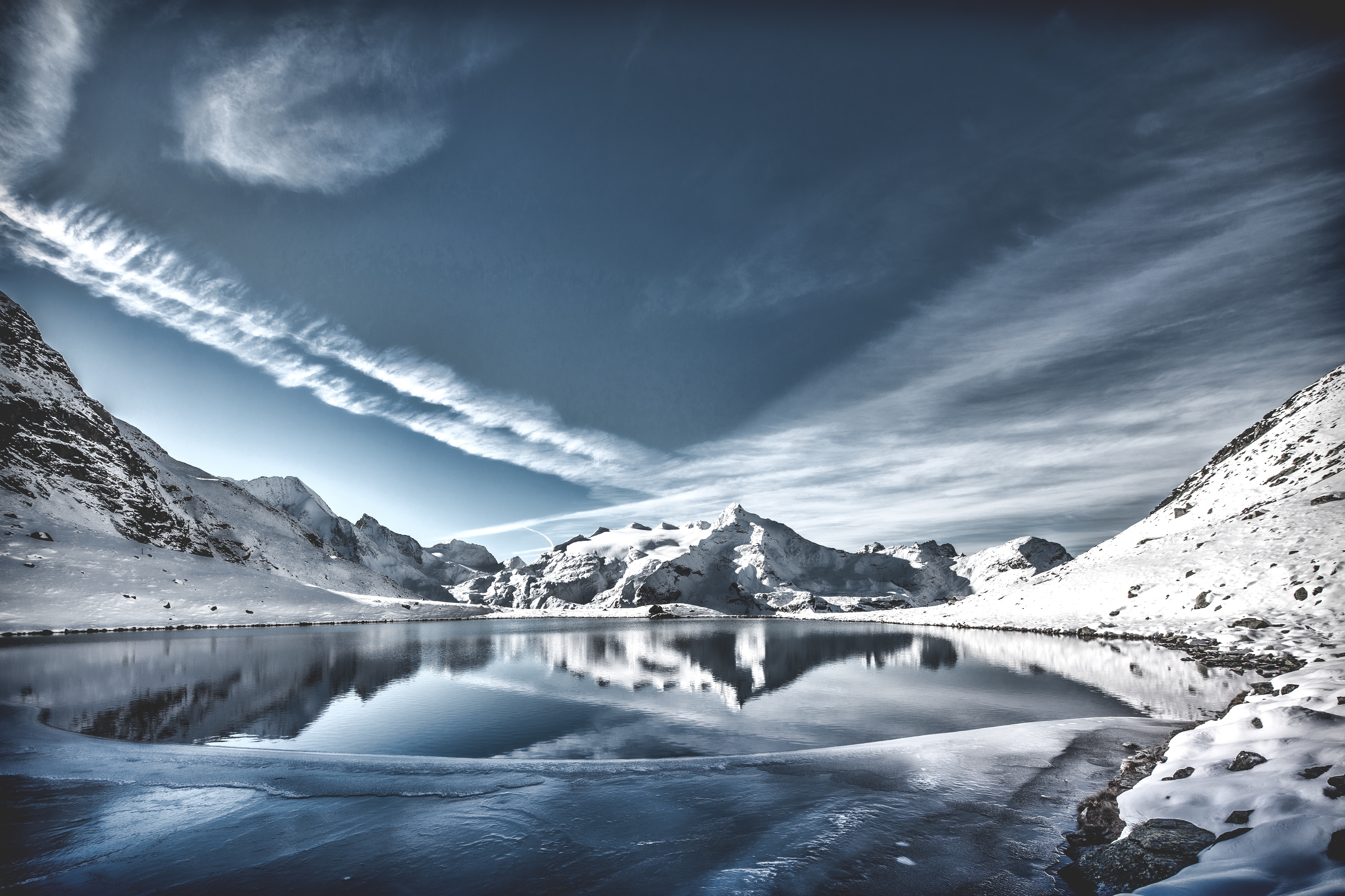 Dramatic Mountain Reflection Over Lake Wallpapers