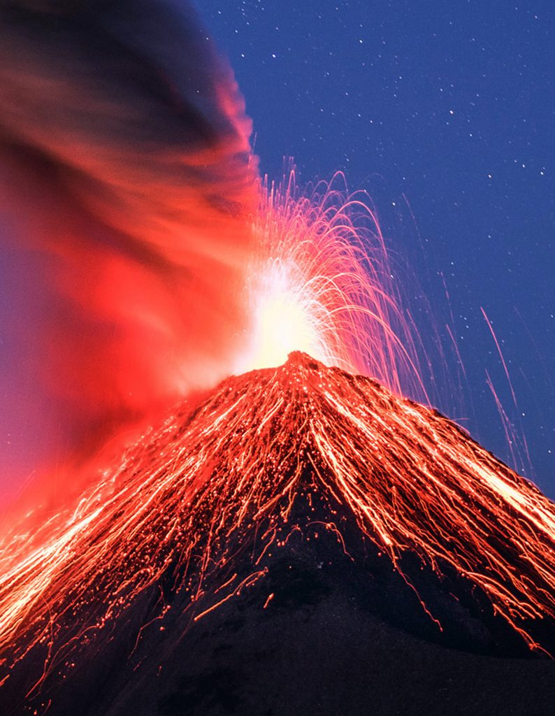 Erupting Volcano With Milky Way As A Back Drop Wallpapers