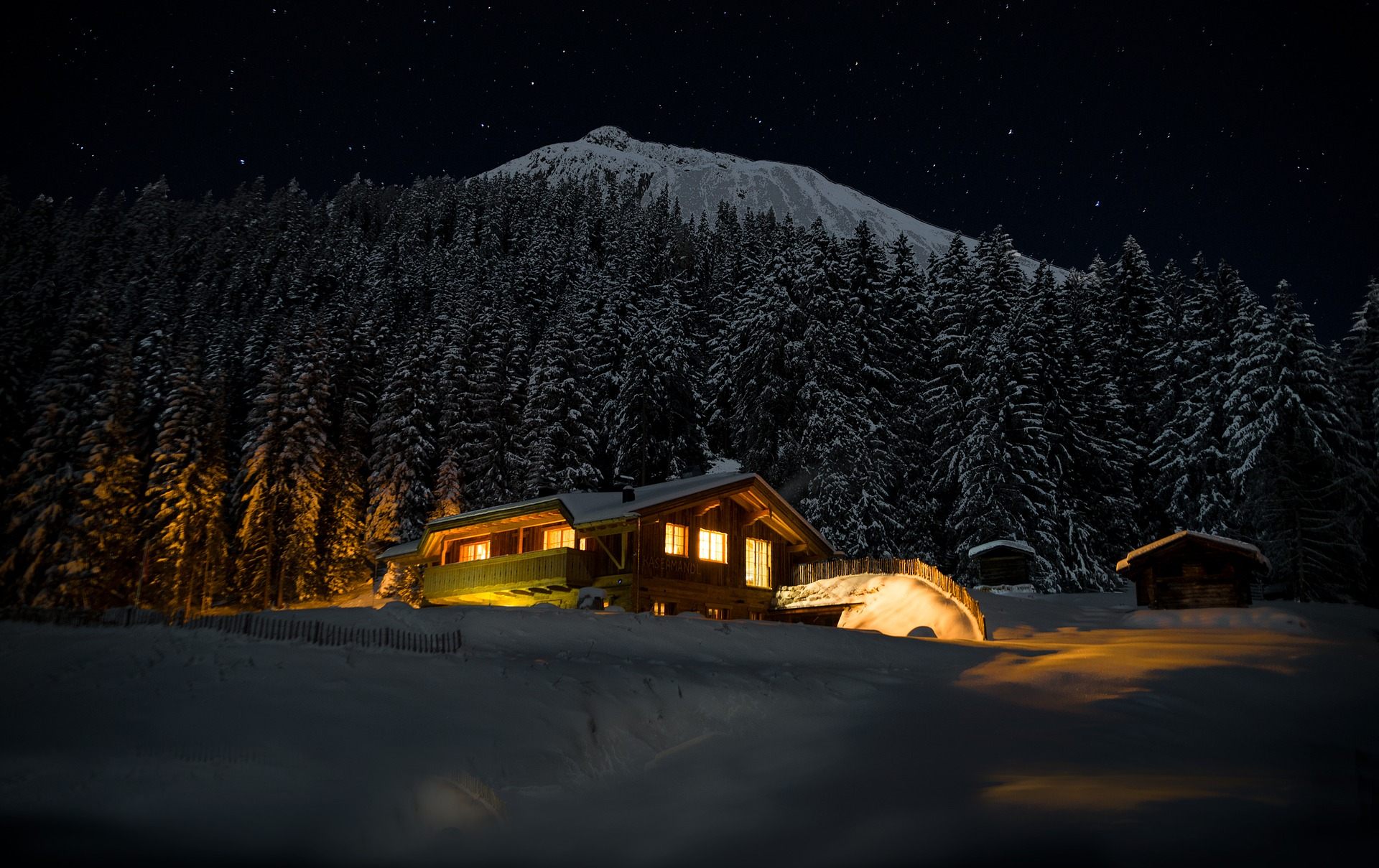 Evening In Winter Snowy House Wallpapers