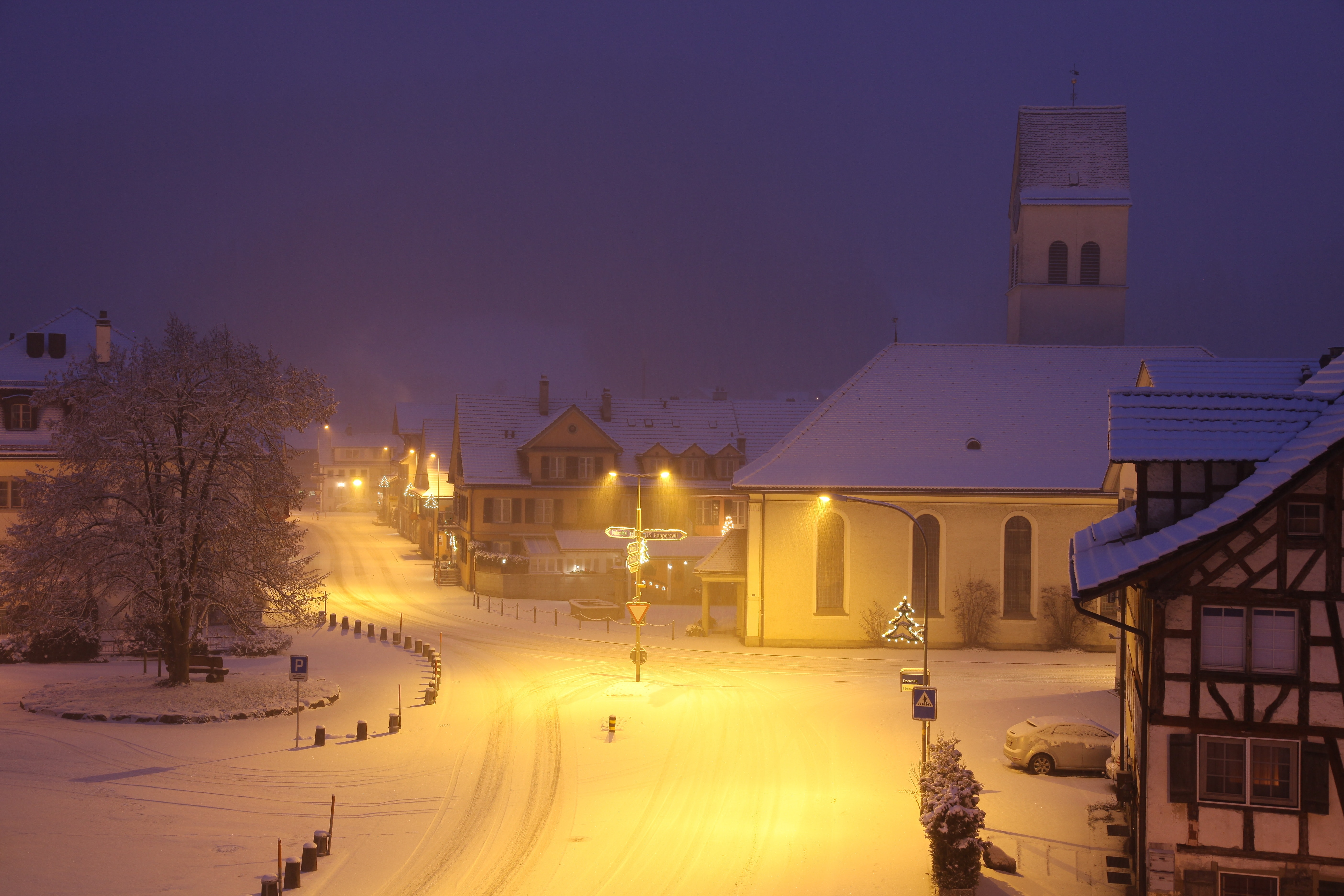 Evening In Winter Snowy House Wallpapers