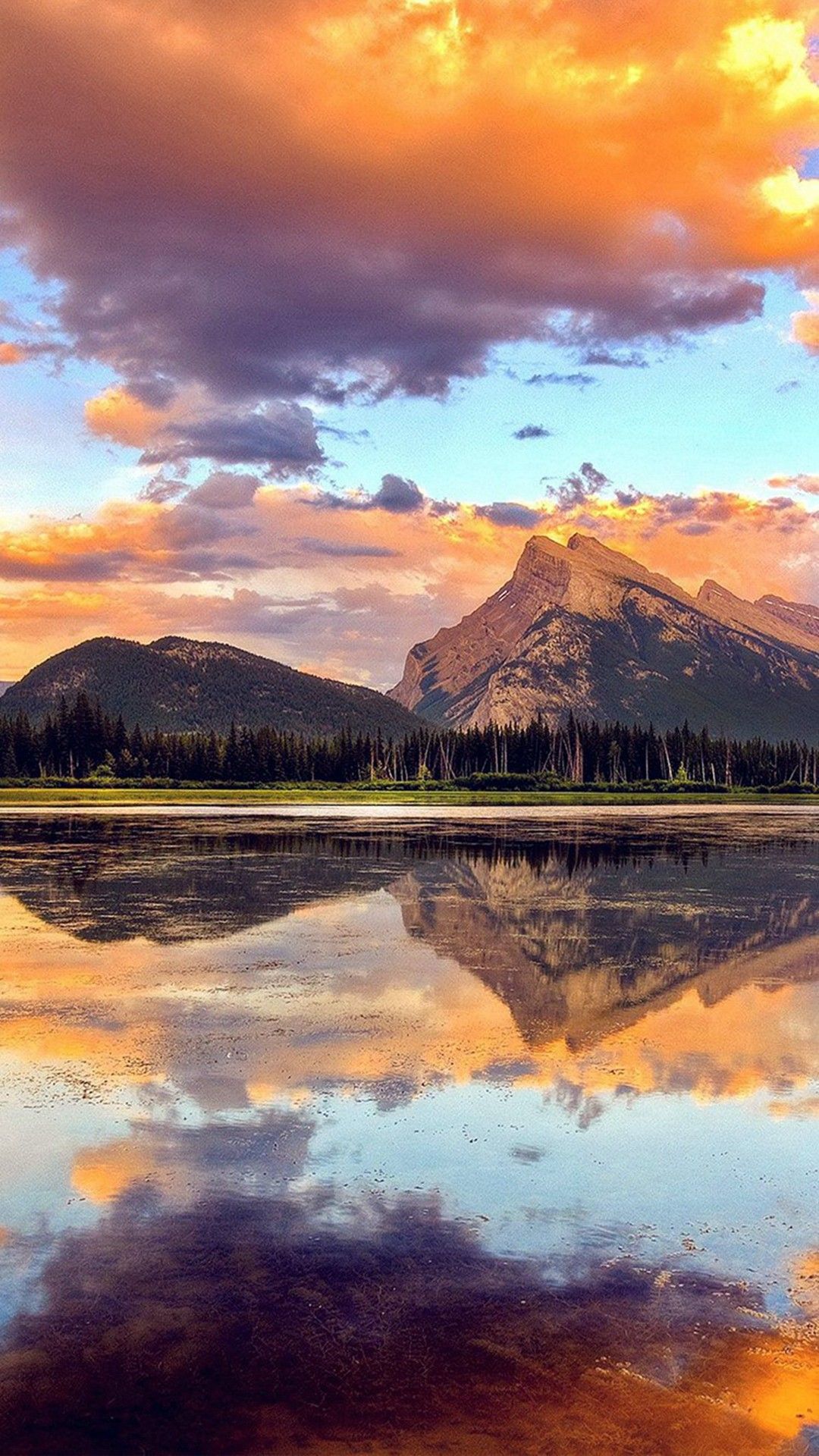 Evening Sunset Mountains Lake Wallpapers