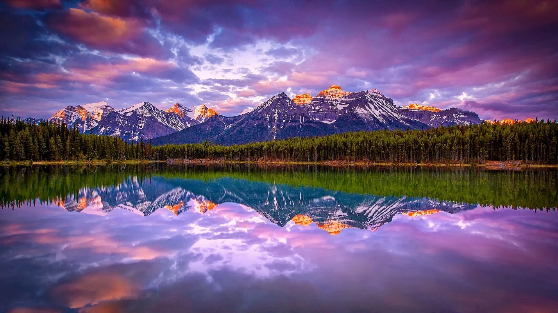 Evening Sunset Mountains Lake Wallpapers