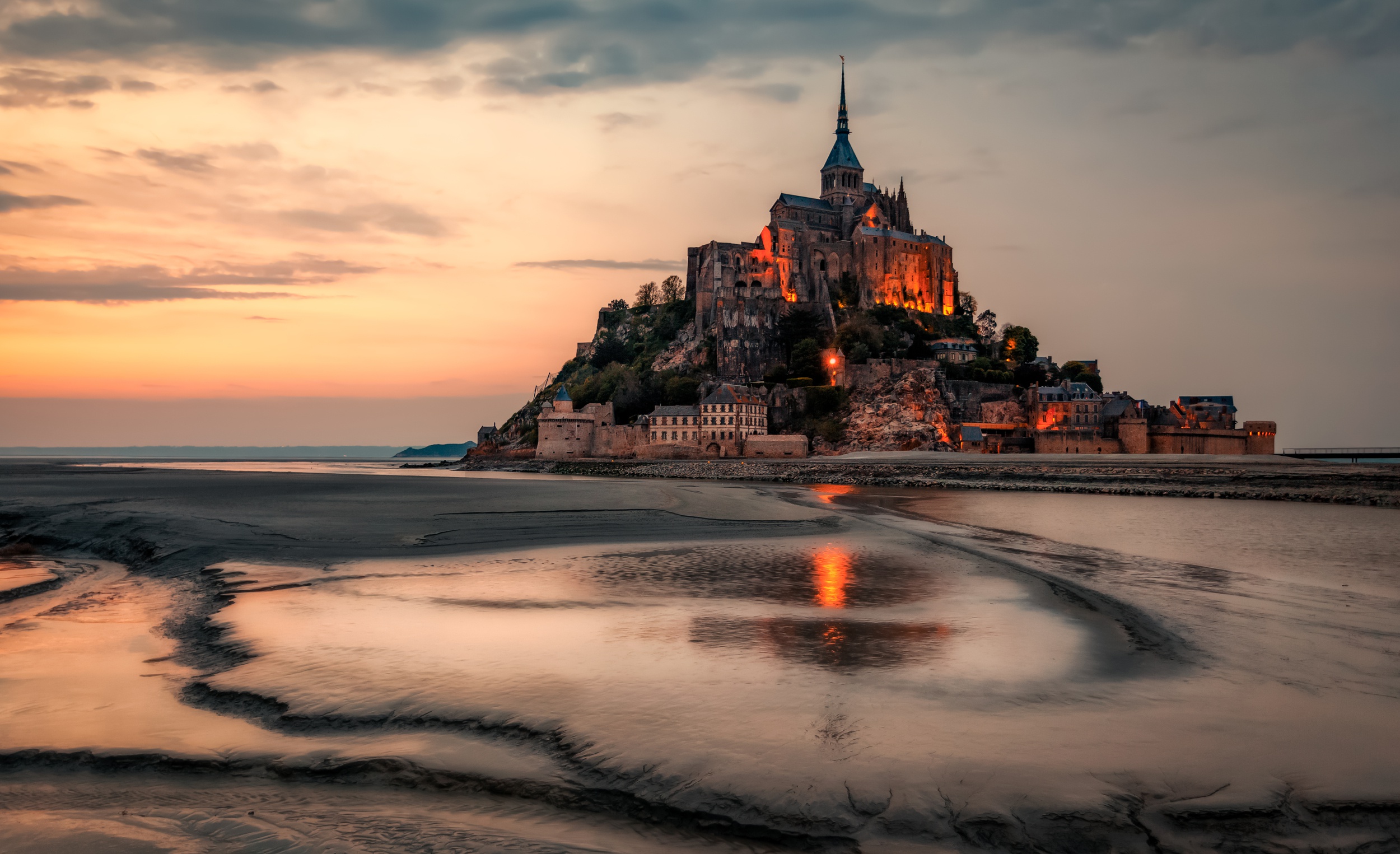 France Mont Saint Michel Sunset Wallpapers