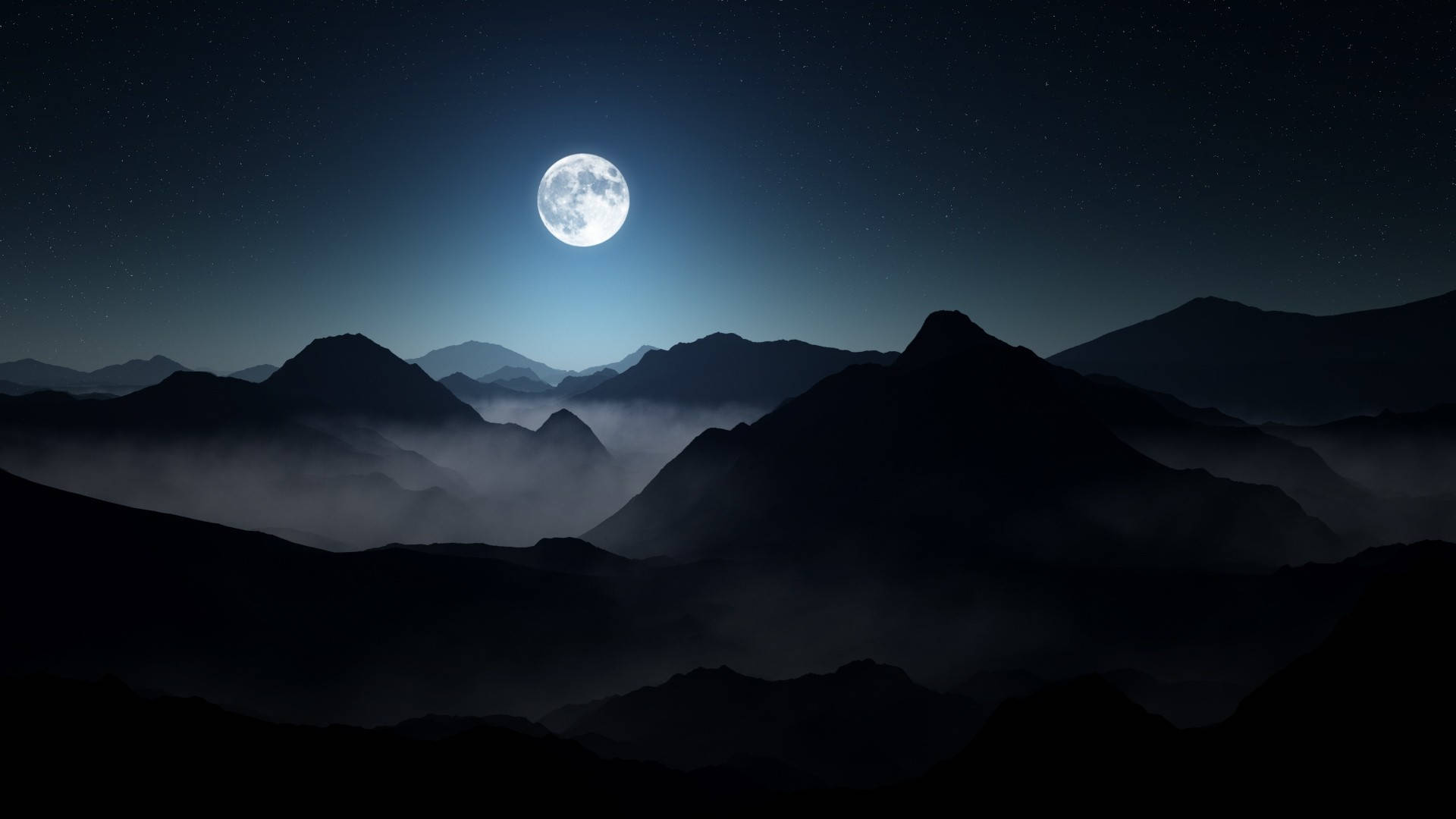 Full Moon On Foggy Night Wallpapers