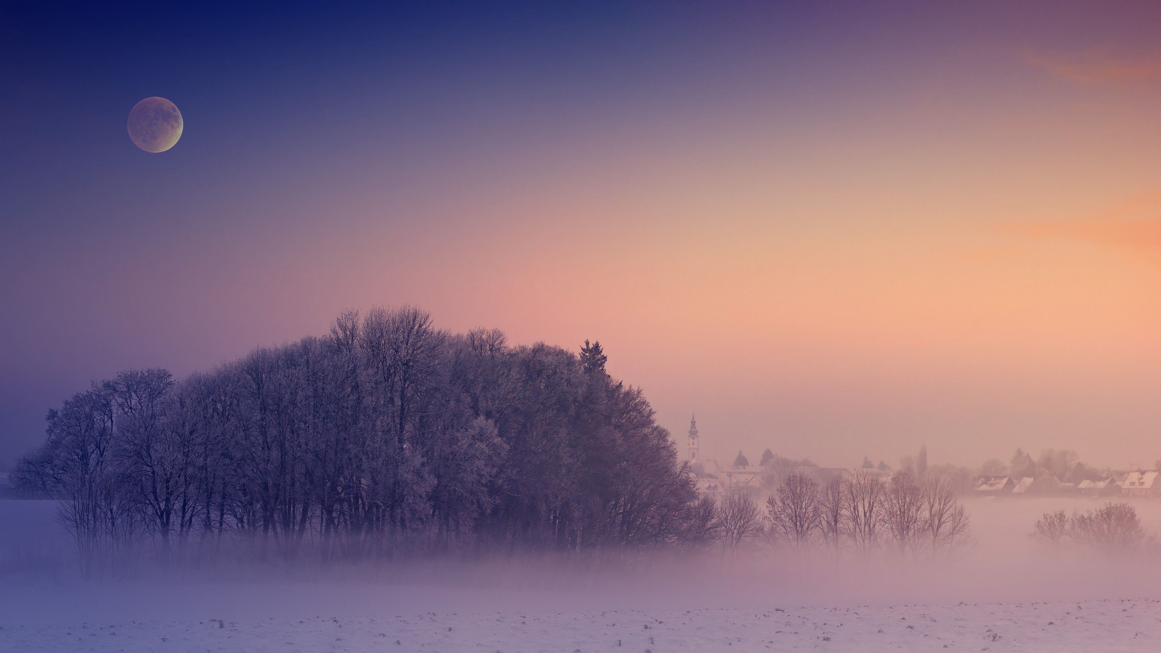 Full Moon On Foggy Night Wallpapers