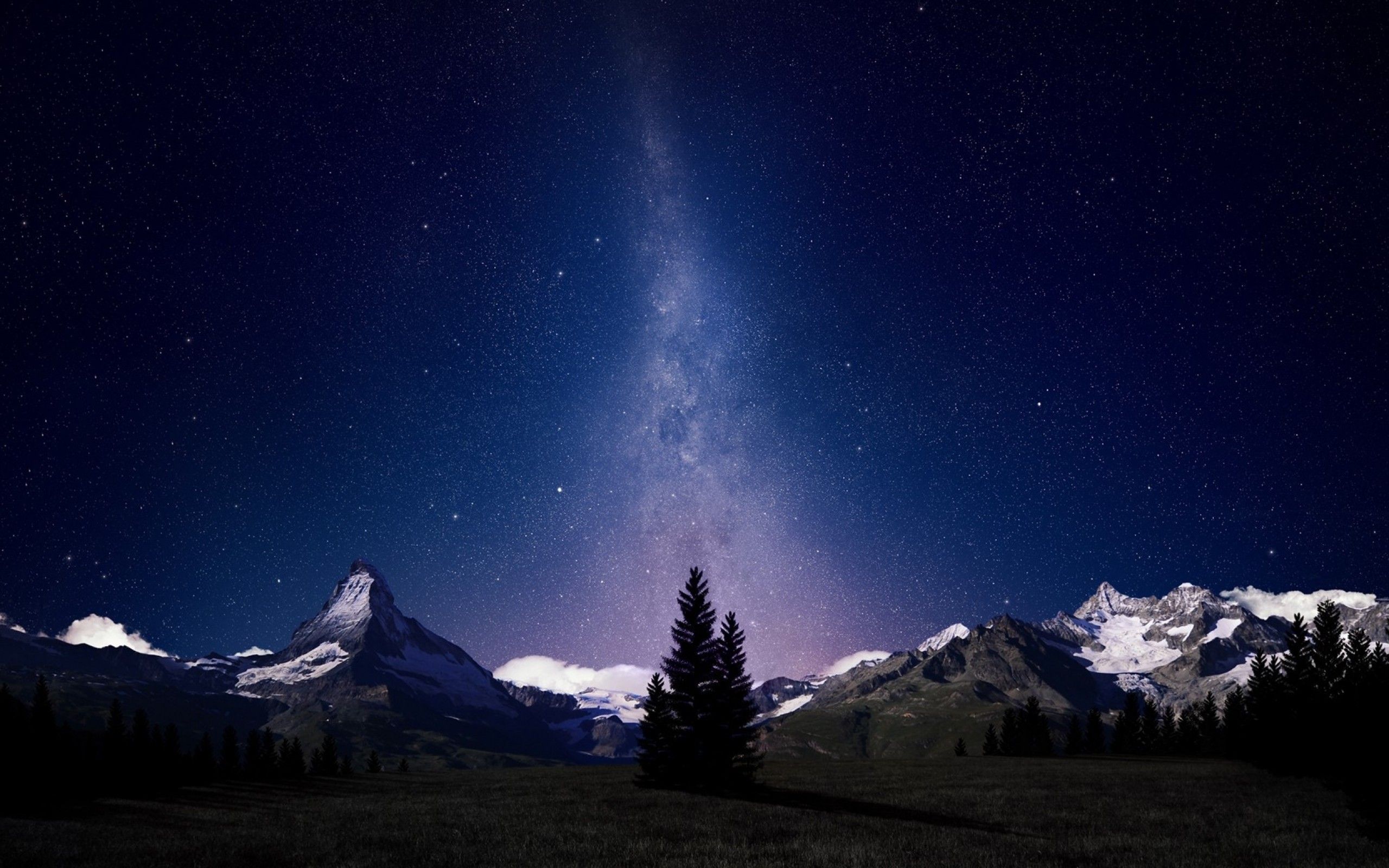 Galaxy Stars Over Mountain Wallpapers