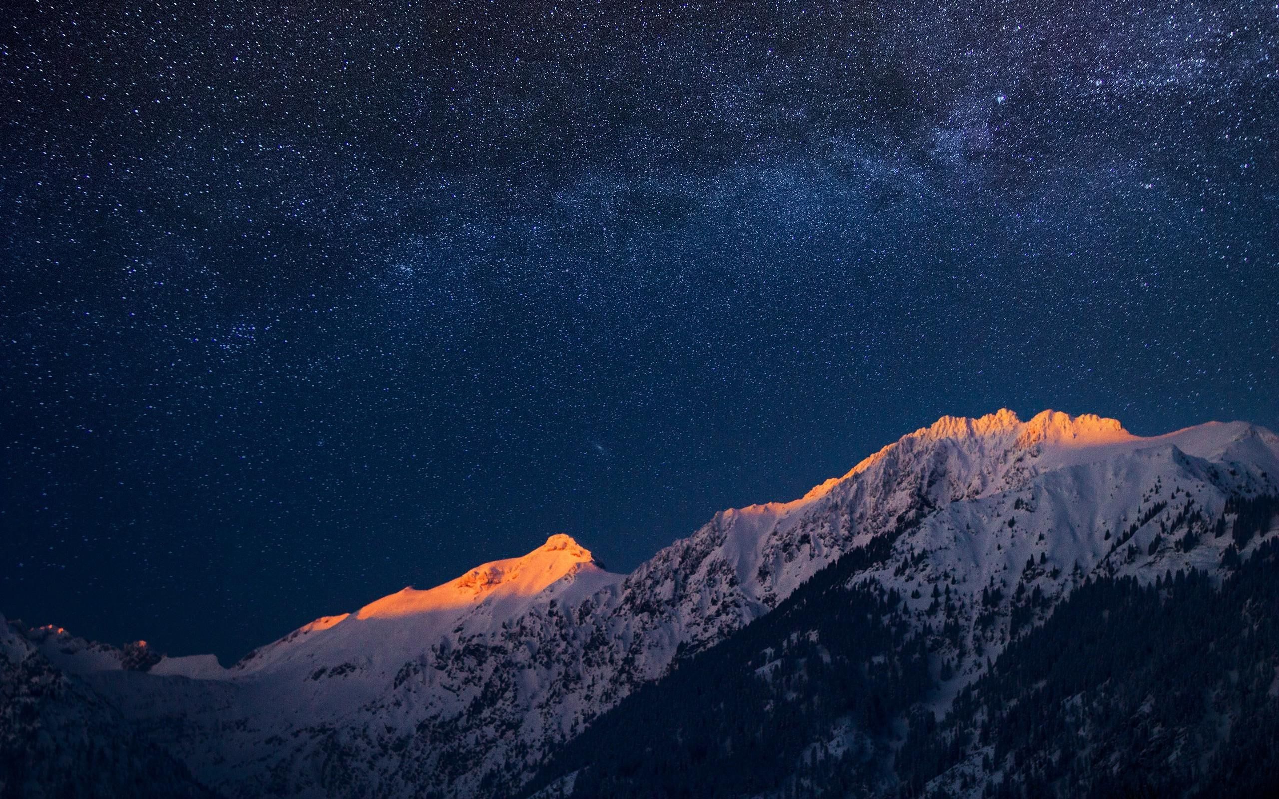 Galaxy Stars Over Mountain Wallpapers