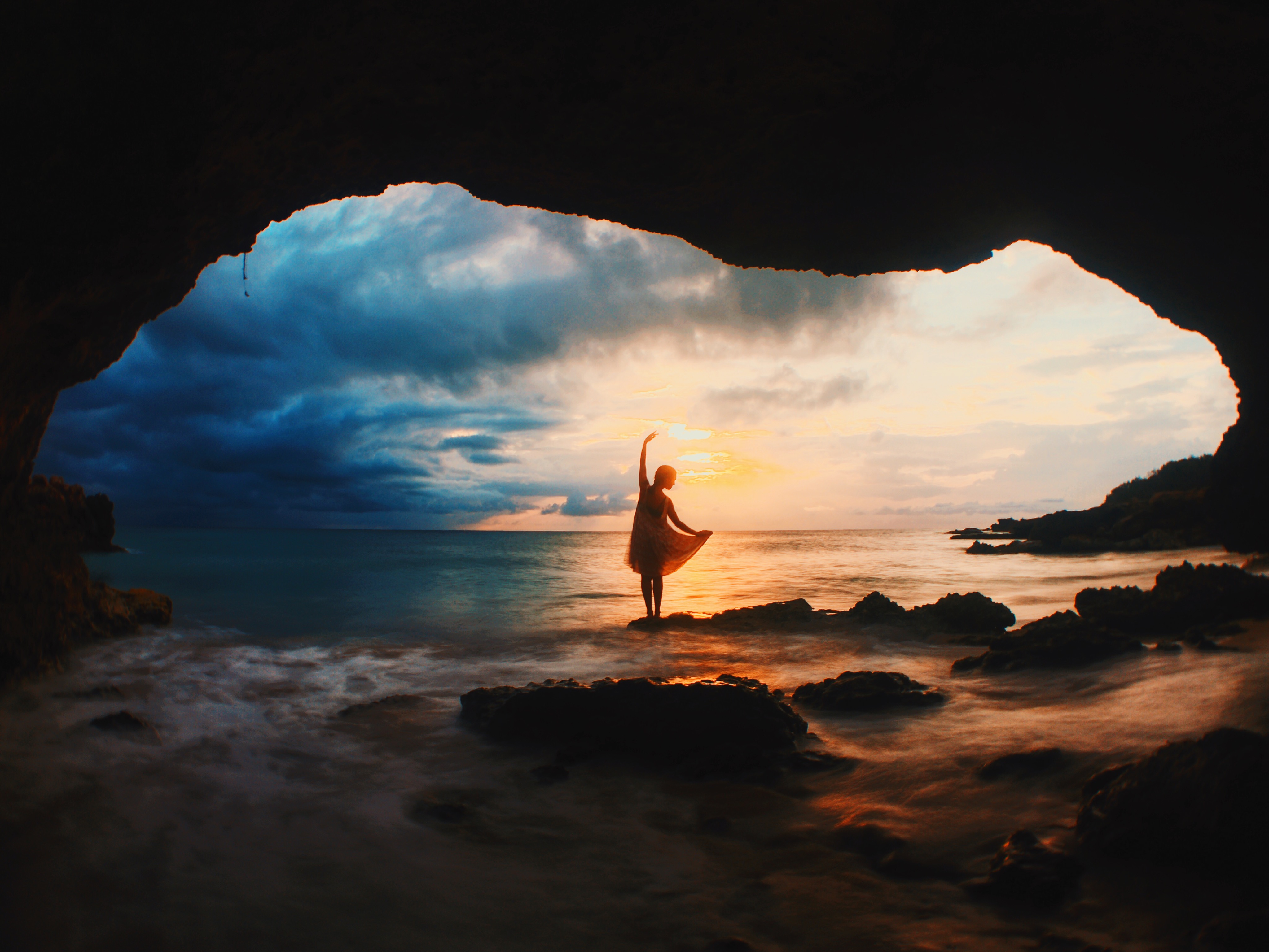 Girl Nature Cave Wallpapers