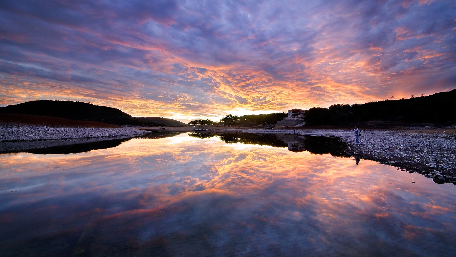 Horizon Lake Dawn And Mountains Wallpapers